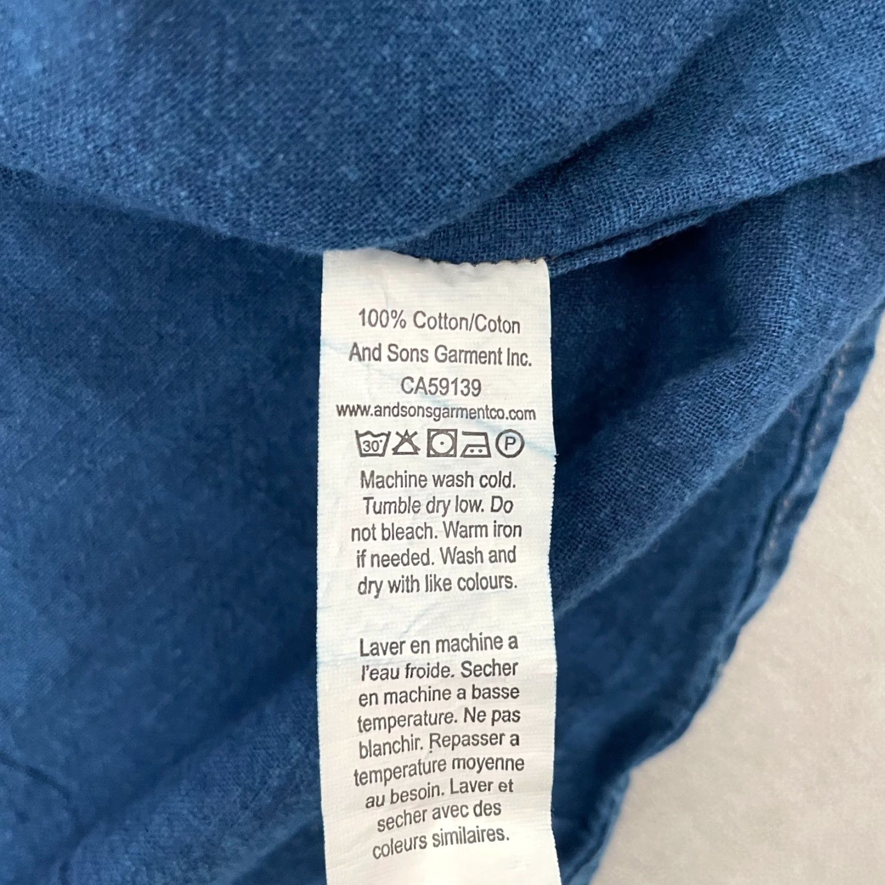 CO & Sons Garment Co Shirt Mens M Adult Medium Blue Button Up Pocket Cotton Shirt Size US M / EU 48-50 / 2 - 7 Thumbnail