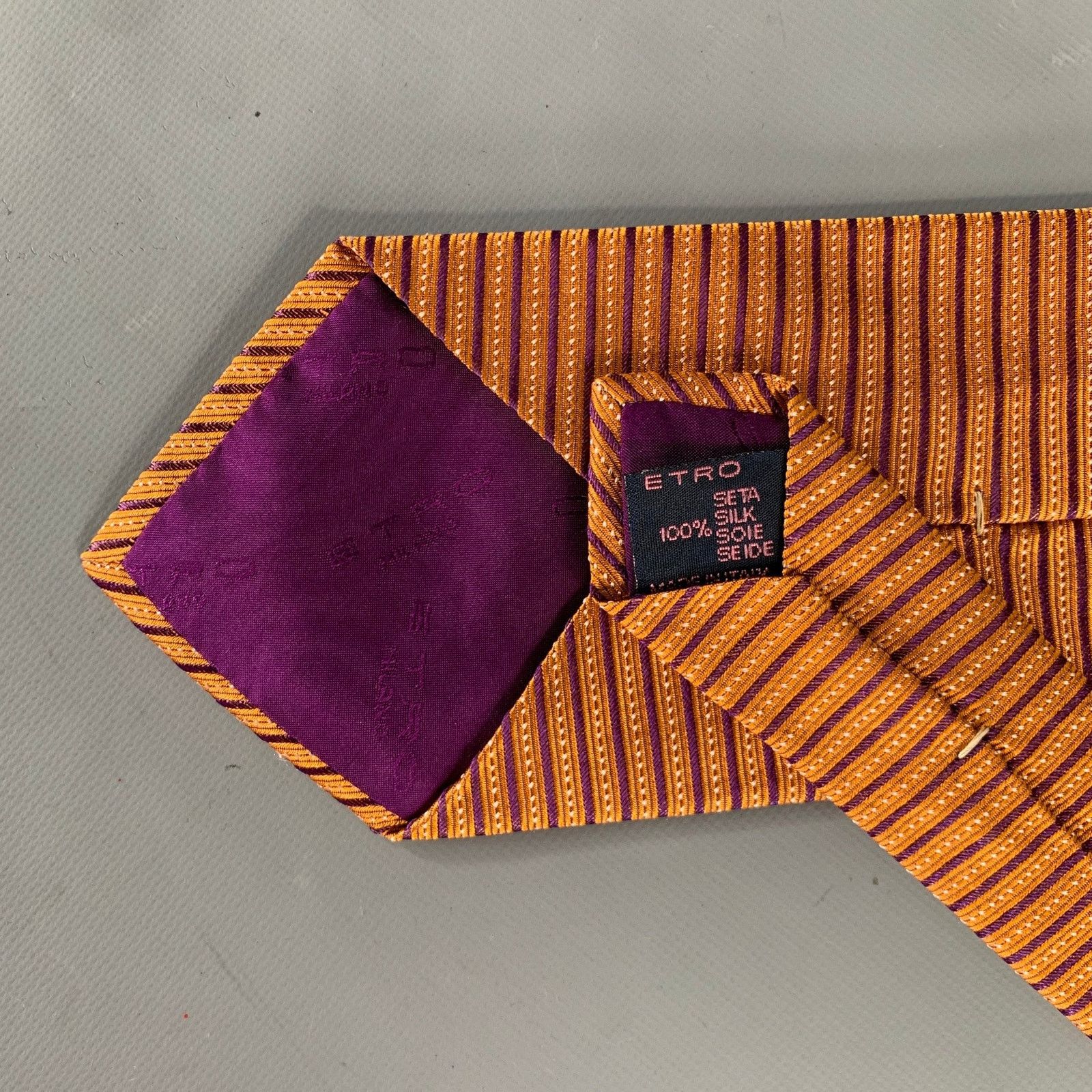 Etro ETRO Orange Purple Mixed Pattern Silk Tie Size ONE SIZE - 3 Thumbnail