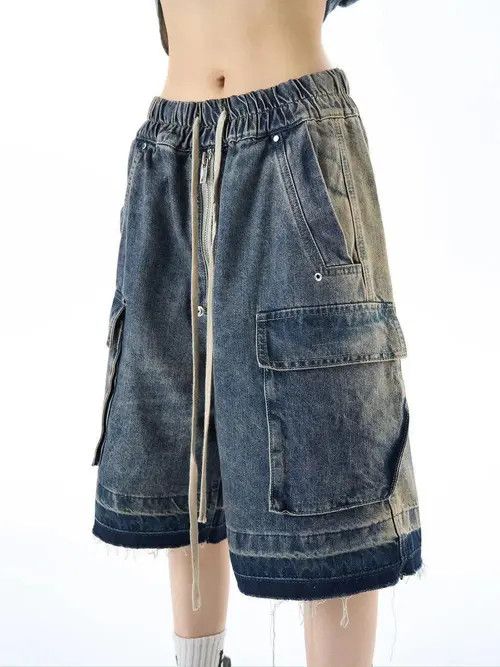 Jean Noriko xAyase Faded Wash Gradient Baggy Denim Shorts / Jorts Size US 32 / EU 48 - 1 Thumbnail