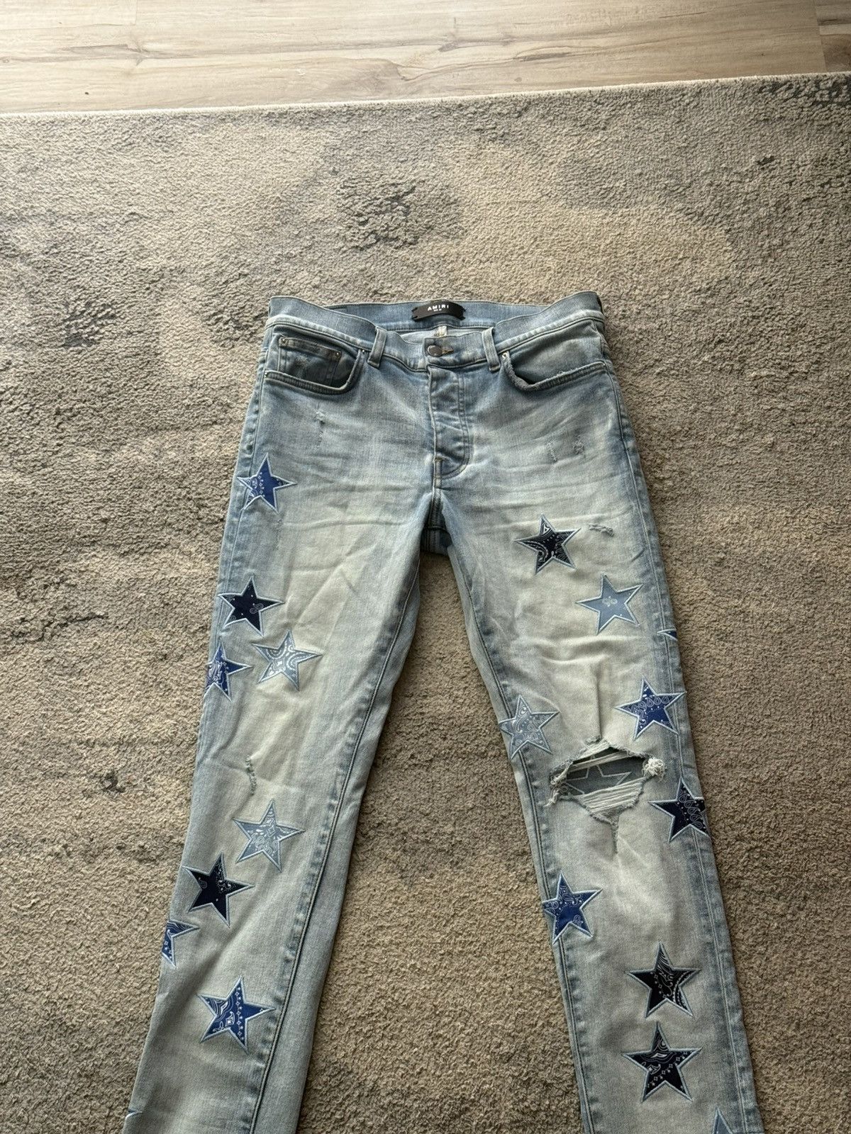 Amiri Amiri Jean - Blue Bandana Star Denim Jeans Size US 32 / EU 48 - 4 Thumbnail