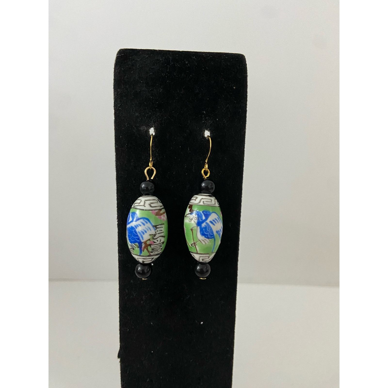 Handmade Handmade painted ceramic bird design earrings Size ONE SIZE - 1 Thumbnail