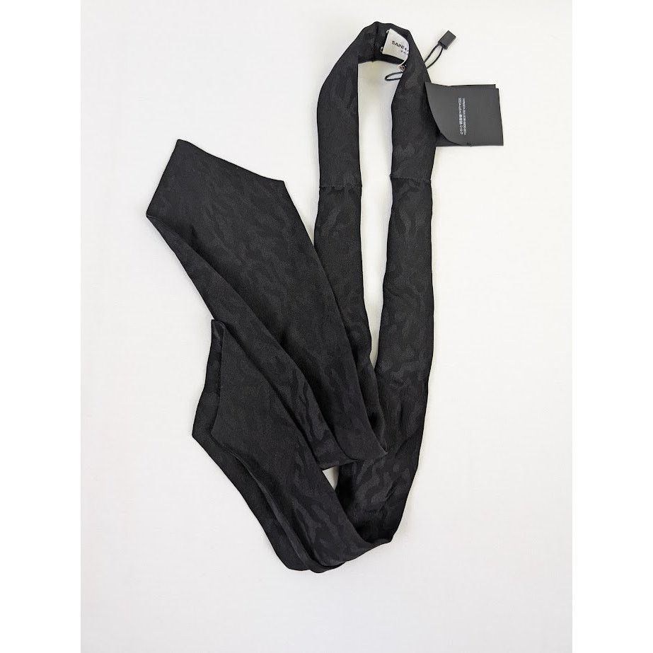 Saint Laurent Paris o1rshd1 Size: L / Silk Jacquard Tie in Black Size ONE SIZE - 4 Thumbnail
