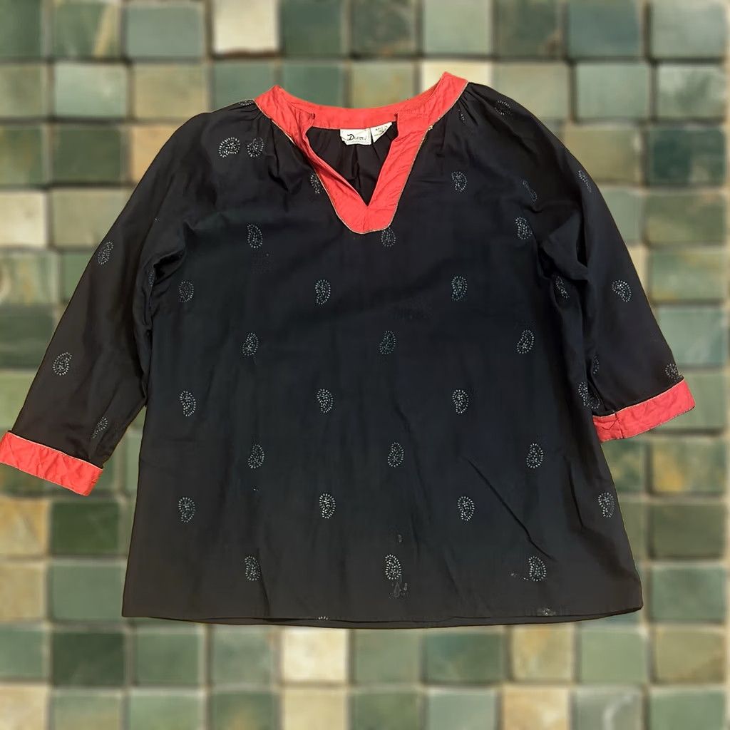 Vintage VINTAGE Desireé Blouse Top 38 Black India Polka Dot Lace Bow 80s Retro Womens Size XS / US 0-2 / IT 36-38 - 1 Thumbnail
