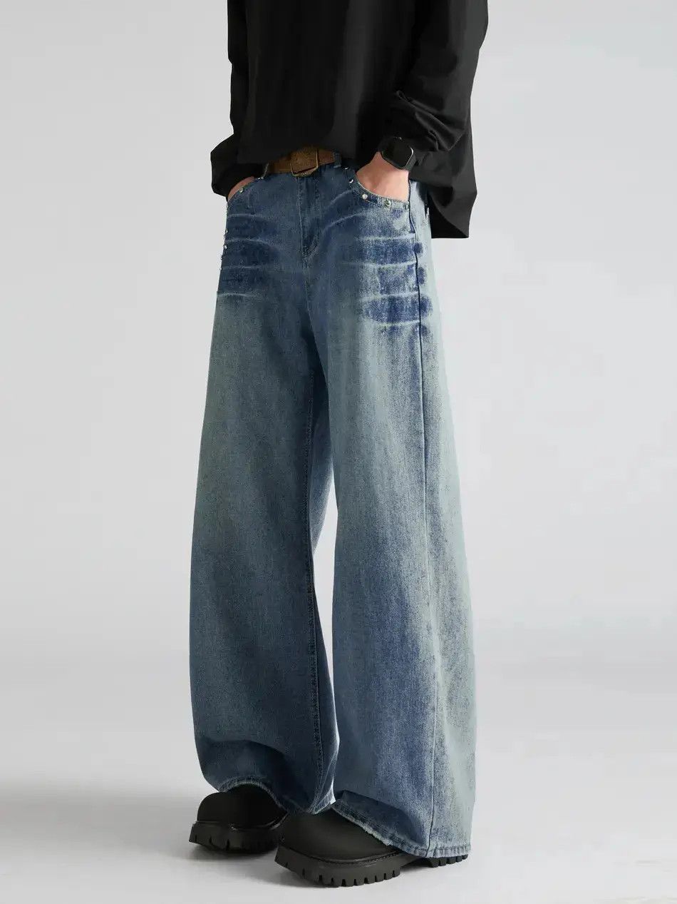 Japanese Brand Retro loose wide leg lightning jeans Size US 32 / EU 48 - 1 Thumbnail