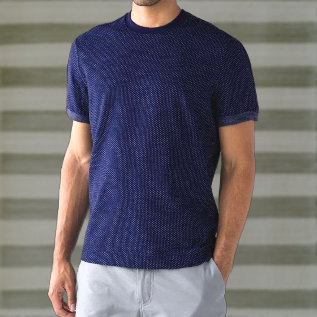 Lululemon Lululemon Men’s Roll Out Crew Short Sleeve T-Shirt L Navy Blue Spotted Moisture Wicking Knit 90s/Outdoor Sports Mens Size US L / EU 52-54 / 3 - 1 Thumbnail