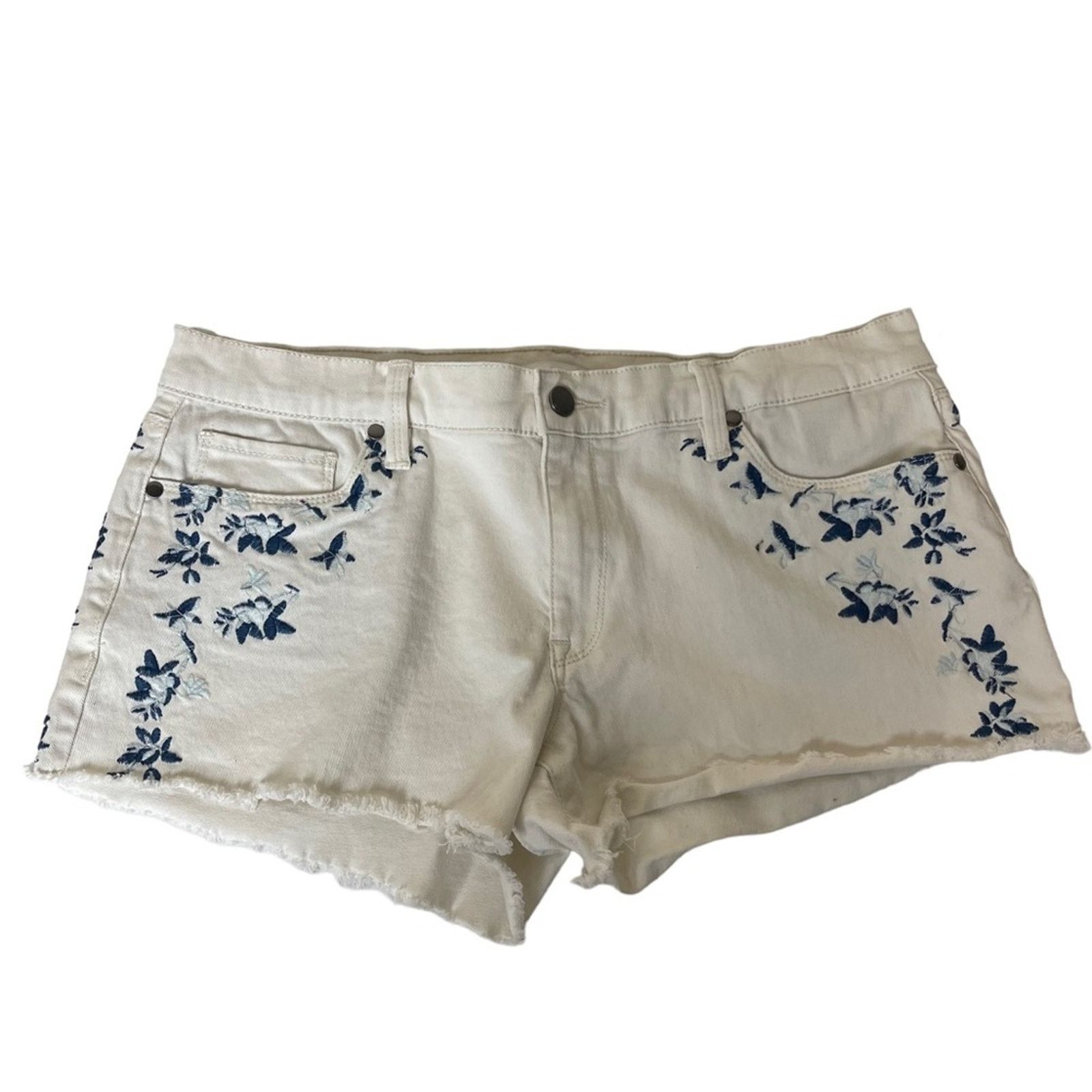 Genetic Denim Genetic Denim The Ivy Embroidered Denim Shorts Ivory Size 30 Size 30" / US 8 / IT 44 - 7 Thumbnail