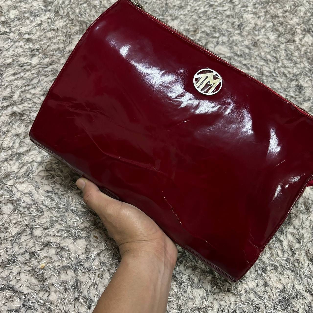 Thierry Mugler Vintage Thierry Mugler Burgundy Patent Leather Clutch Bag Size ONE SIZE - 3 Thumbnail
