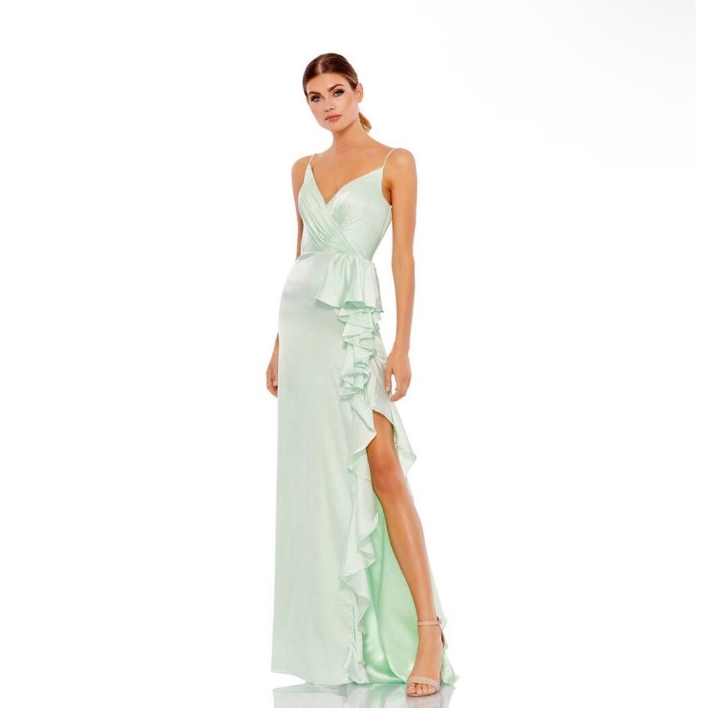 Mac Duggal MAC DUGGAL 12506 cocktail wrap periwinkle blue dress Size XS / US 0-2 / IT 36-38 - 4 Thumbnail