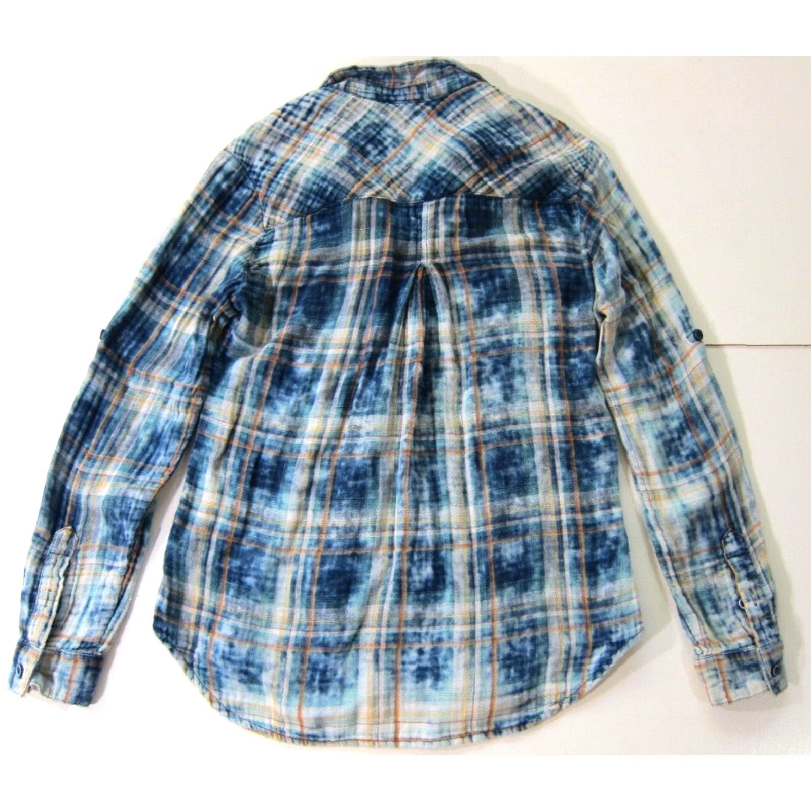 CLOT Cloth & Stone 100% Cotton Blue Yellow Plaid Button Long Sleeve Blouse XS Size XS / US 0-2 / IT 36-38 - 2 Thumbnail