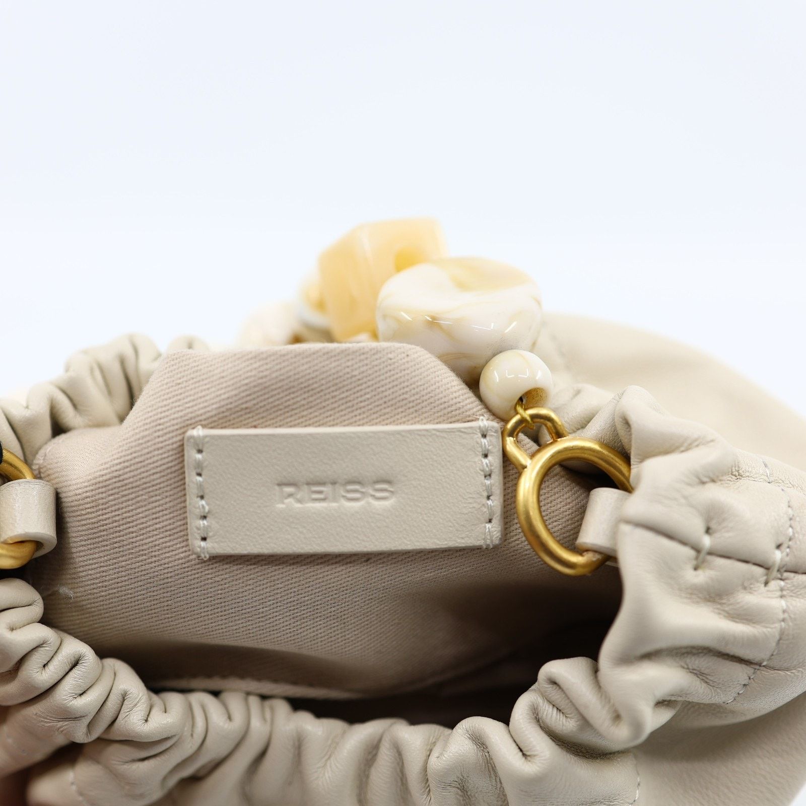Reiss New REISS Erin Leather Bead-Handle Pouch Bag $250 Sold Out Size ONE SIZE - 6 Thumbnail