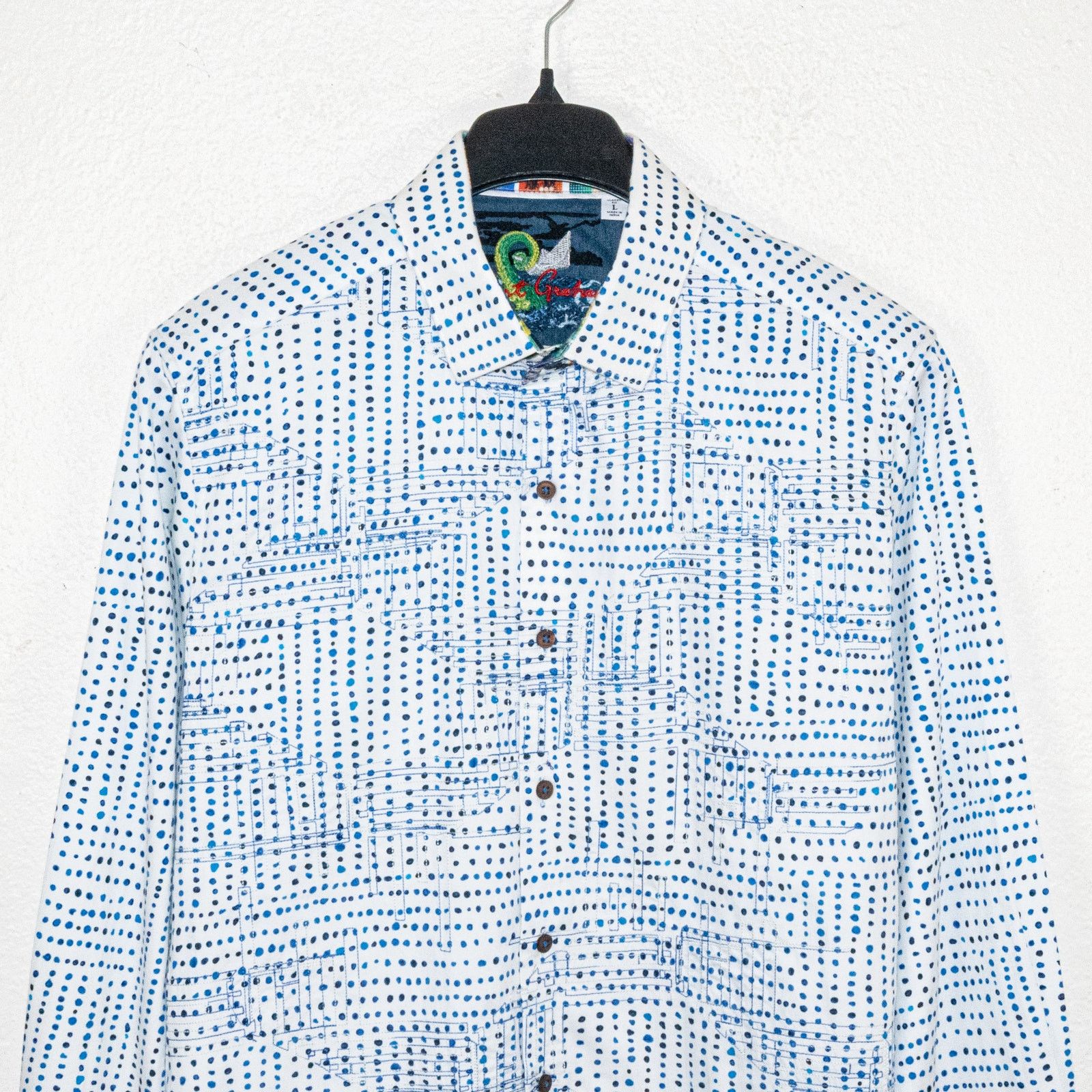 Robert Graham Robert Graham Men's Large Button up Shirt white w blue dot Size US L / EU 52-54 / 3 - 2 Thumbnail