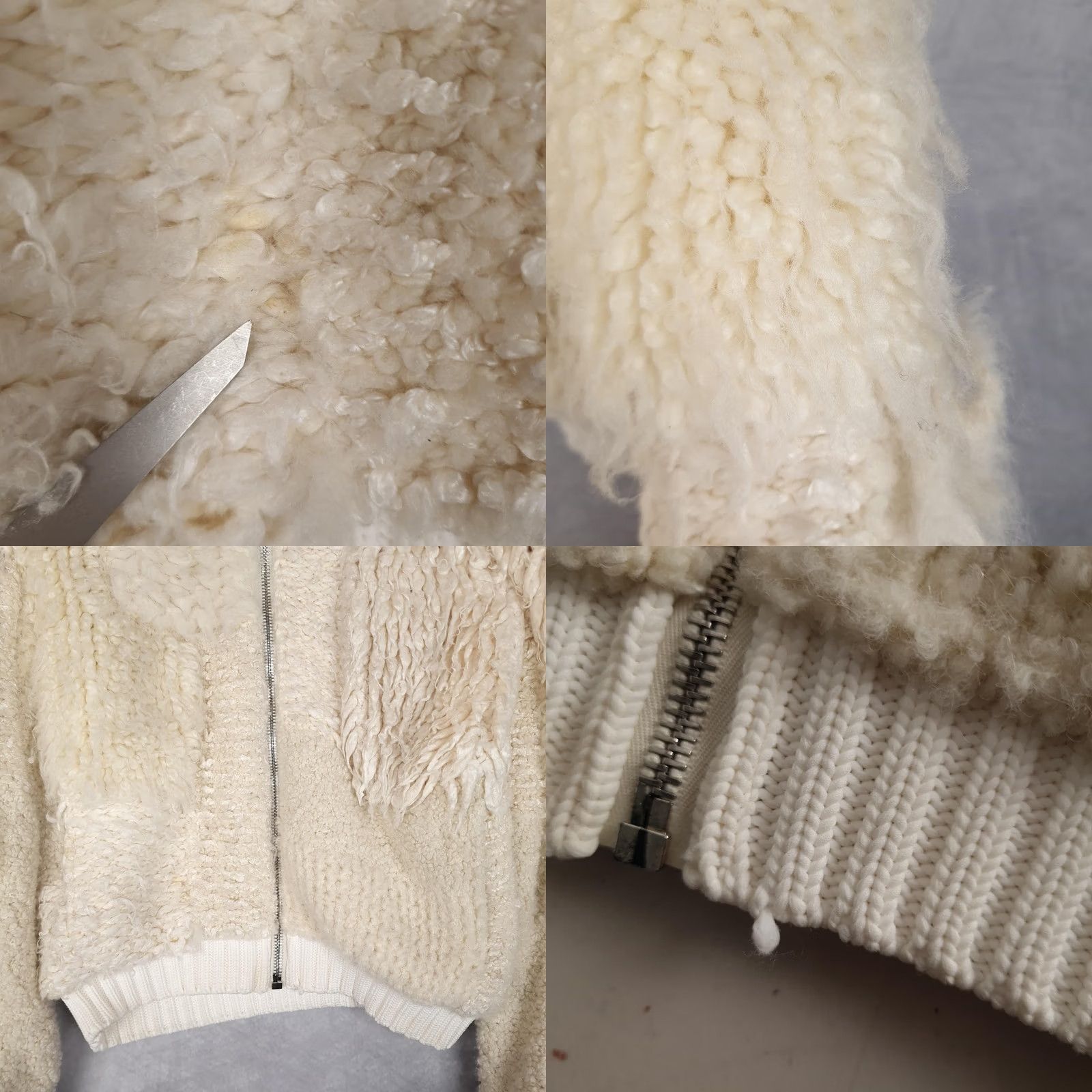 Helmut Lang VINTAGE Helmut Lang Jacket Womens XS White Shearling Wool Bomber Zip Size XS / US 0-2 / IT 36-38 - 9 Thumbnail