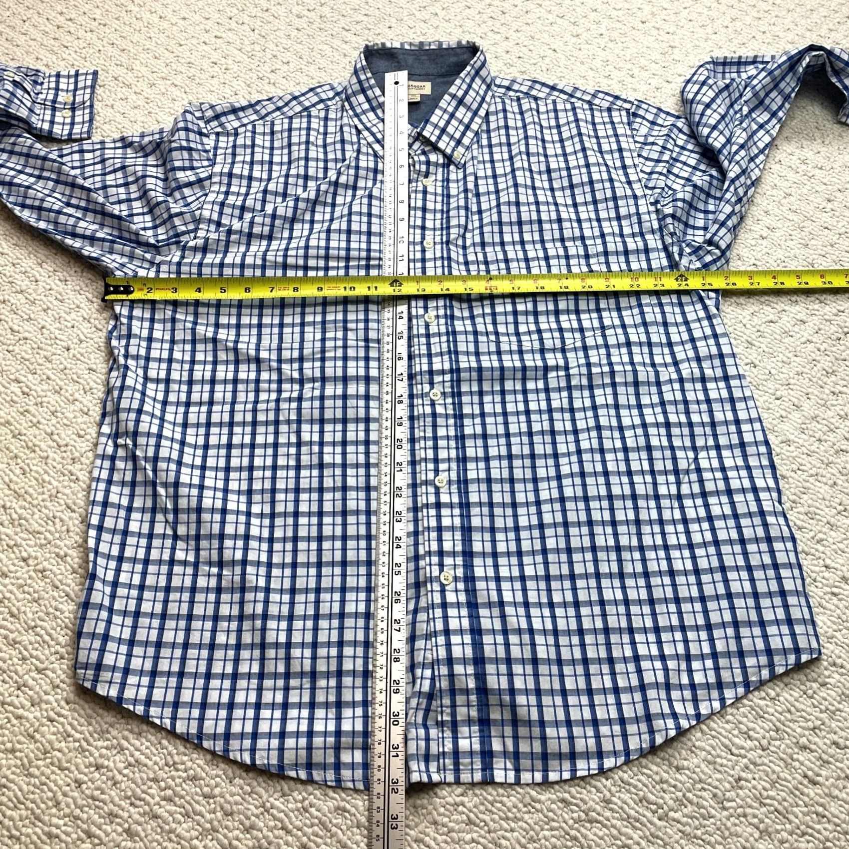 Haggar Haggar Button-Down Shirt Mens 2XL White Blue Plaid Check Long Sleeve Dress Top Size US XXL / EU 58 / 5 - 6 Thumbnail
