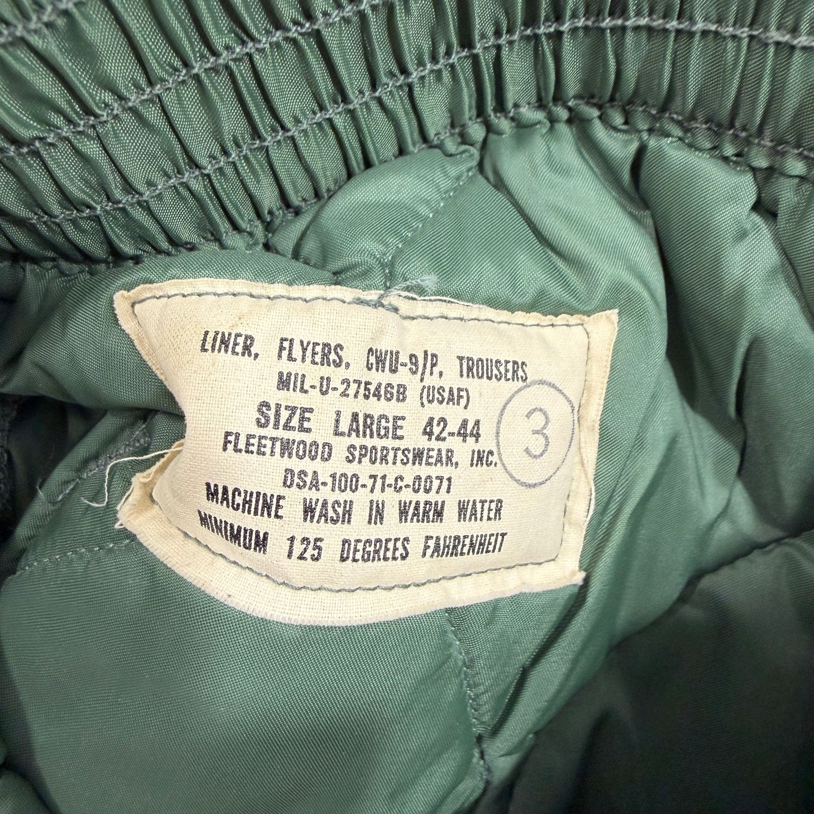 Vintage Vintage US Military Flyers CWU-9/P Quilted Liner Trousers Size US 34 / EU 50 - 4 Thumbnail