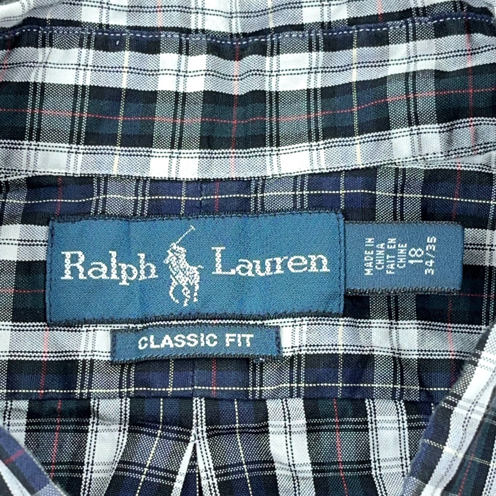 Ralph Lauren Ralph Lauren Shirt Men 18 34 Blue Plaid Button Up Classic Fit Oxford Cloth Dress Size 48R - 3 Thumbnail