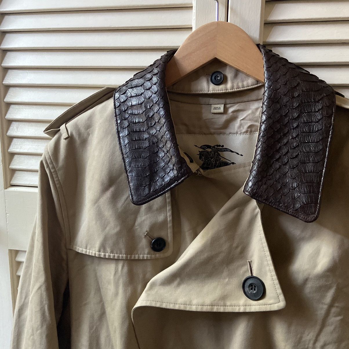 Burberry × Burberry Prorsum Burberry London Trench Coat Python Skin Collar Brown Tan Size US L / EU 52-54 / 3 - 3 Thumbnail