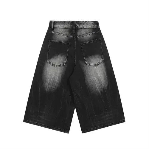 VIBE Men's punk street distressed washed cracked denim shorts Size US 32 / EU 48 - 8 Thumbnail