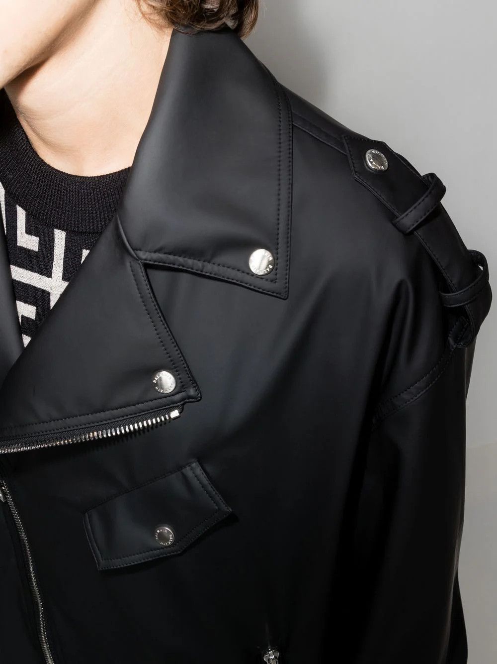 Balmain New Balmain logo-print oversized biker jacket Size US S / EU 44-46 / 1 - 5 Thumbnail