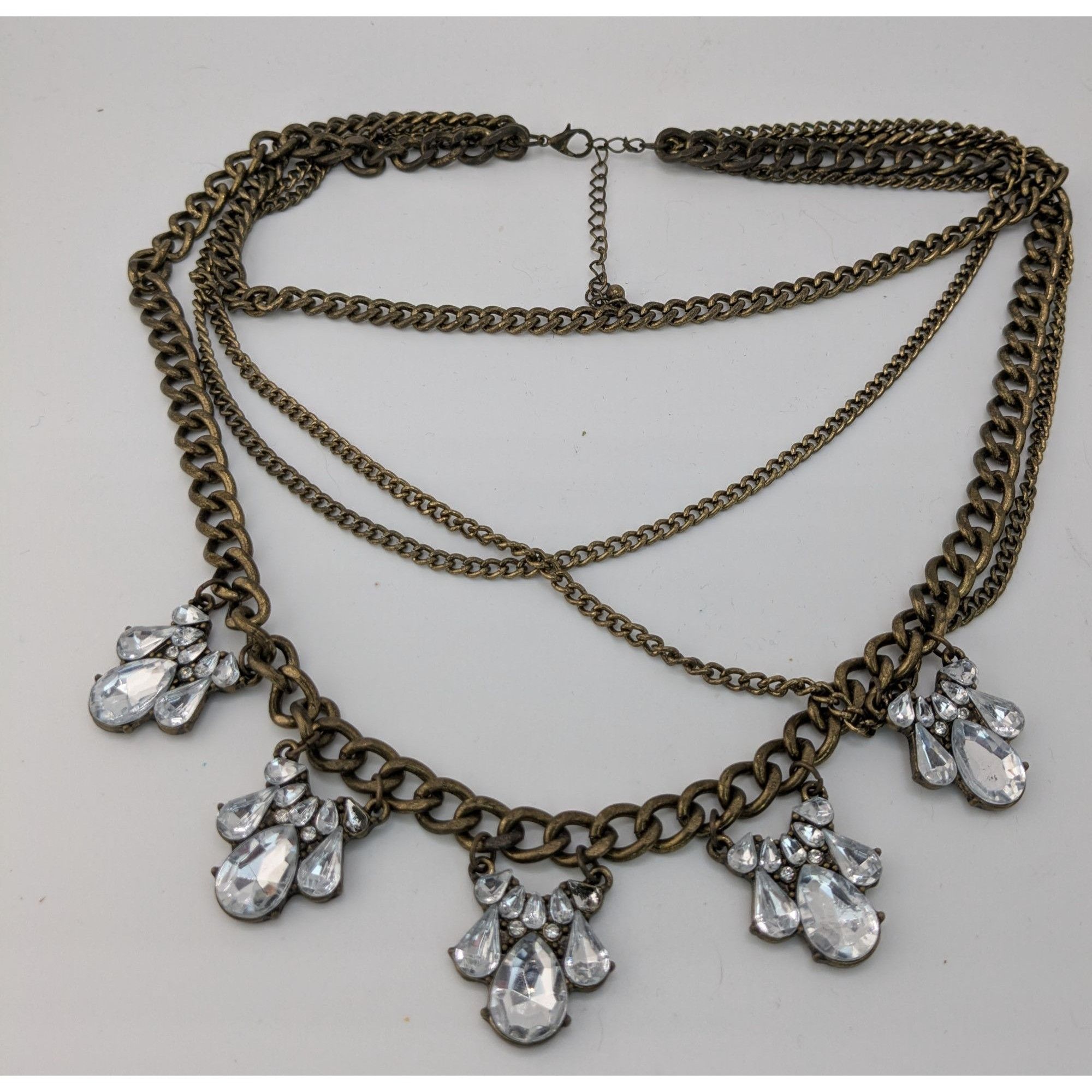 Other Vintage 90s Floral Glam Multi-Layered Necklace With Crystal Size ONE SIZE - 6 Thumbnail
