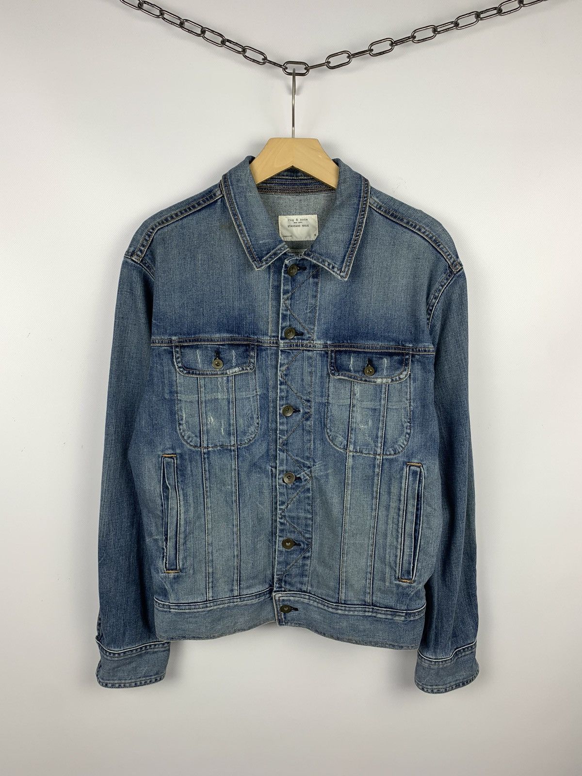 Designer × Rag & Bone Rag & Bone Standard Issue Classic Fit Denim Jacket Made USA Size US S / EU 44-46 / 1 - 1 Thumbnail
