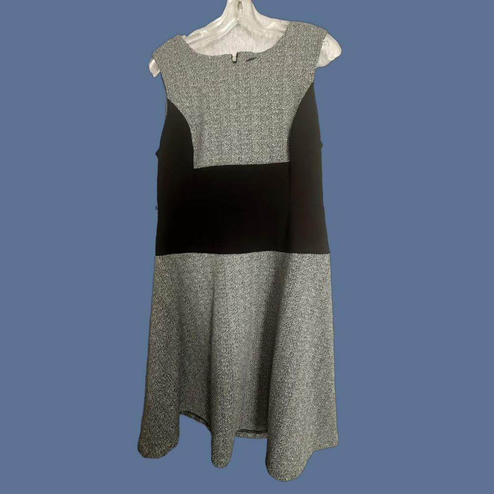 Tommy Hilfiger Tommy Hilfiger Dress Womens 12 Gray Herringbone Fit & Flare Knit Work Office Dress Size XL / US 12-14 / IT 48-50 - 1 Thumbnail