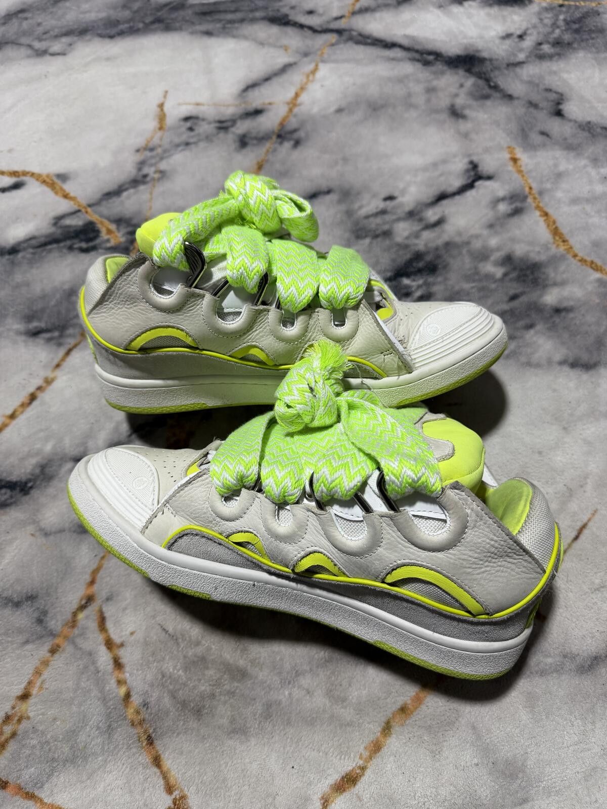 Lanvin Lanvin Curb White Neon Green - Sz 11Us Size US 11 / EU 44 - 4 Thumbnail