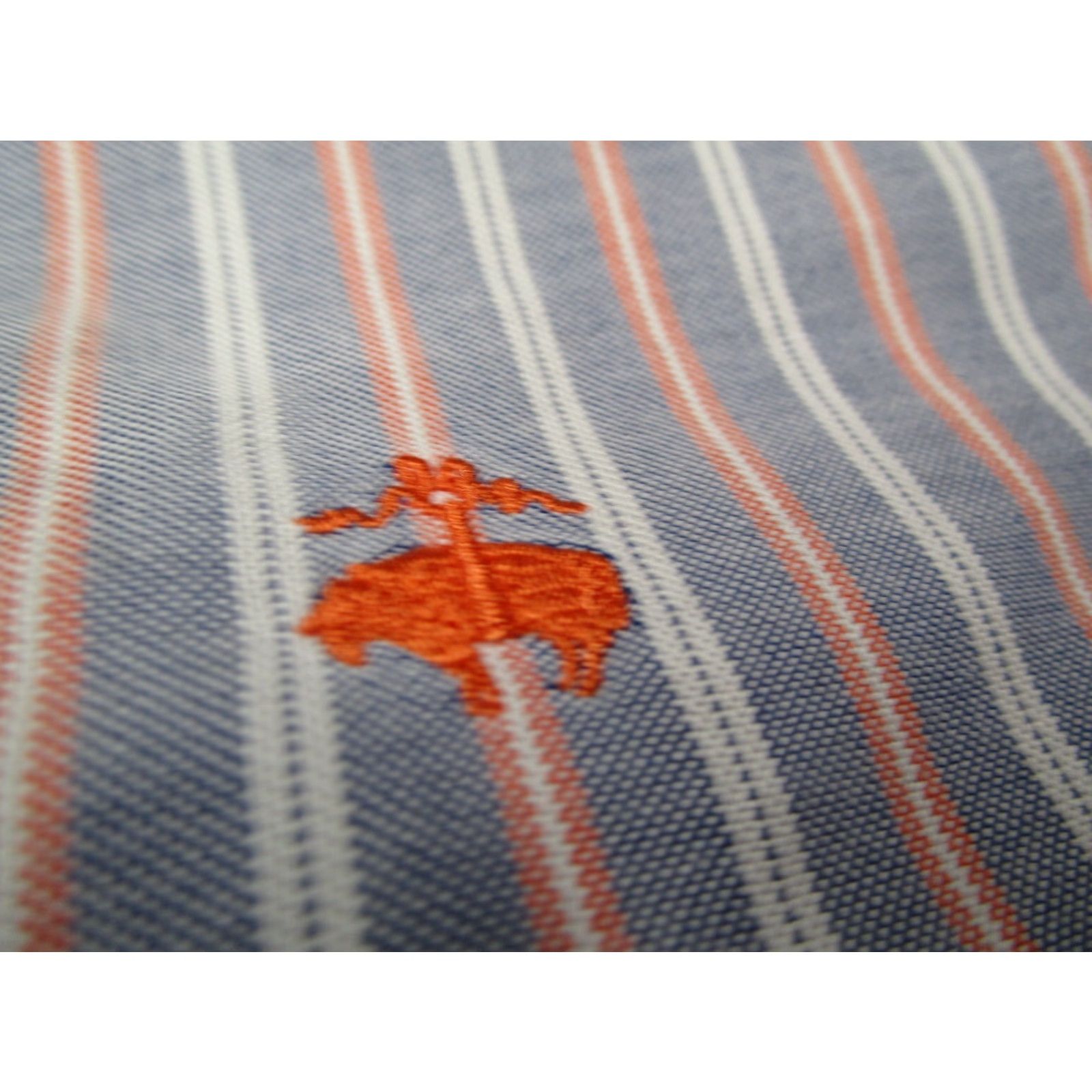 Brooks Brothers BROOKS BROTHERS Dress Shirt Men L Blue Orange Striped Supima Non-Iron Button-Down Collar Vintage: No Size 42R - 4 Thumbnail