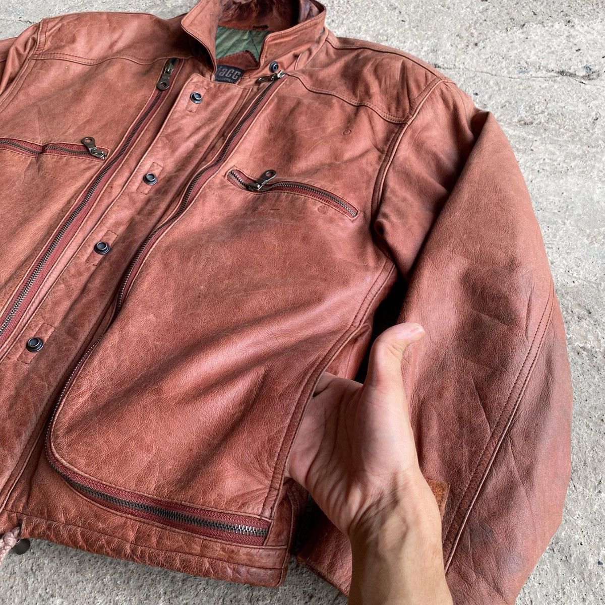 Genuine Leather Vtg 90's Gacca Tactical Pocket Leather Mens Jacket Size US M / EU 48-50 / 2 - 9 Thumbnail