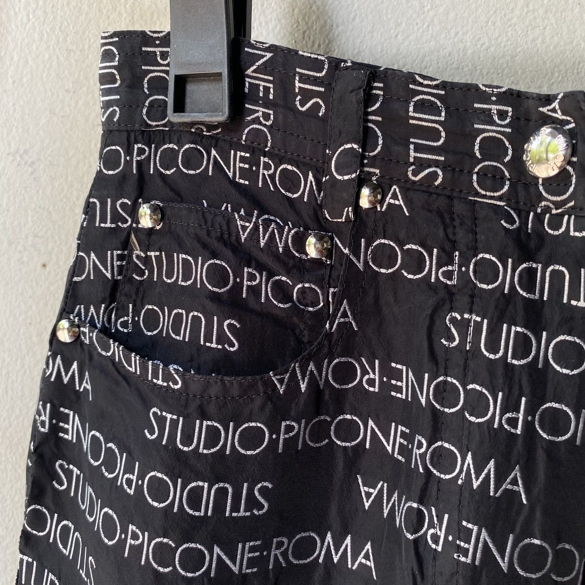 Designer × Japanese Brand STUDIO PICONE ROMA Black Logo Print Wide-Leg Pants Size 27" / US 4 / IT 40 - 6 Thumbnail