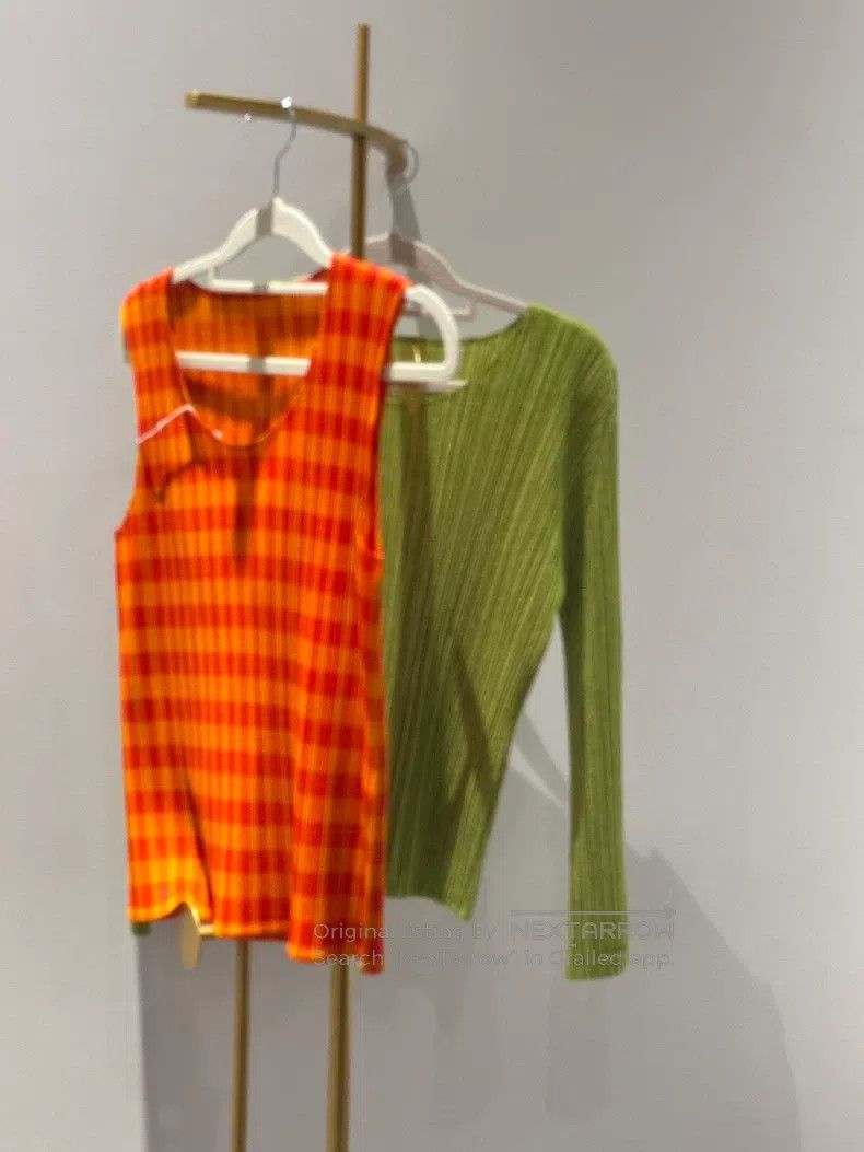 Issey Miyake Issey Miyake Orange Plaid Camisole Size L / US 10 / IT 46 - 2 Thumbnail
