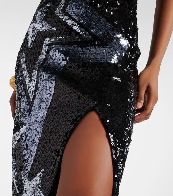 Balmain o1s1wg110825 Sequined Maxi Dress in Black Size S / US 4 / IT 40 - 7 Thumbnail