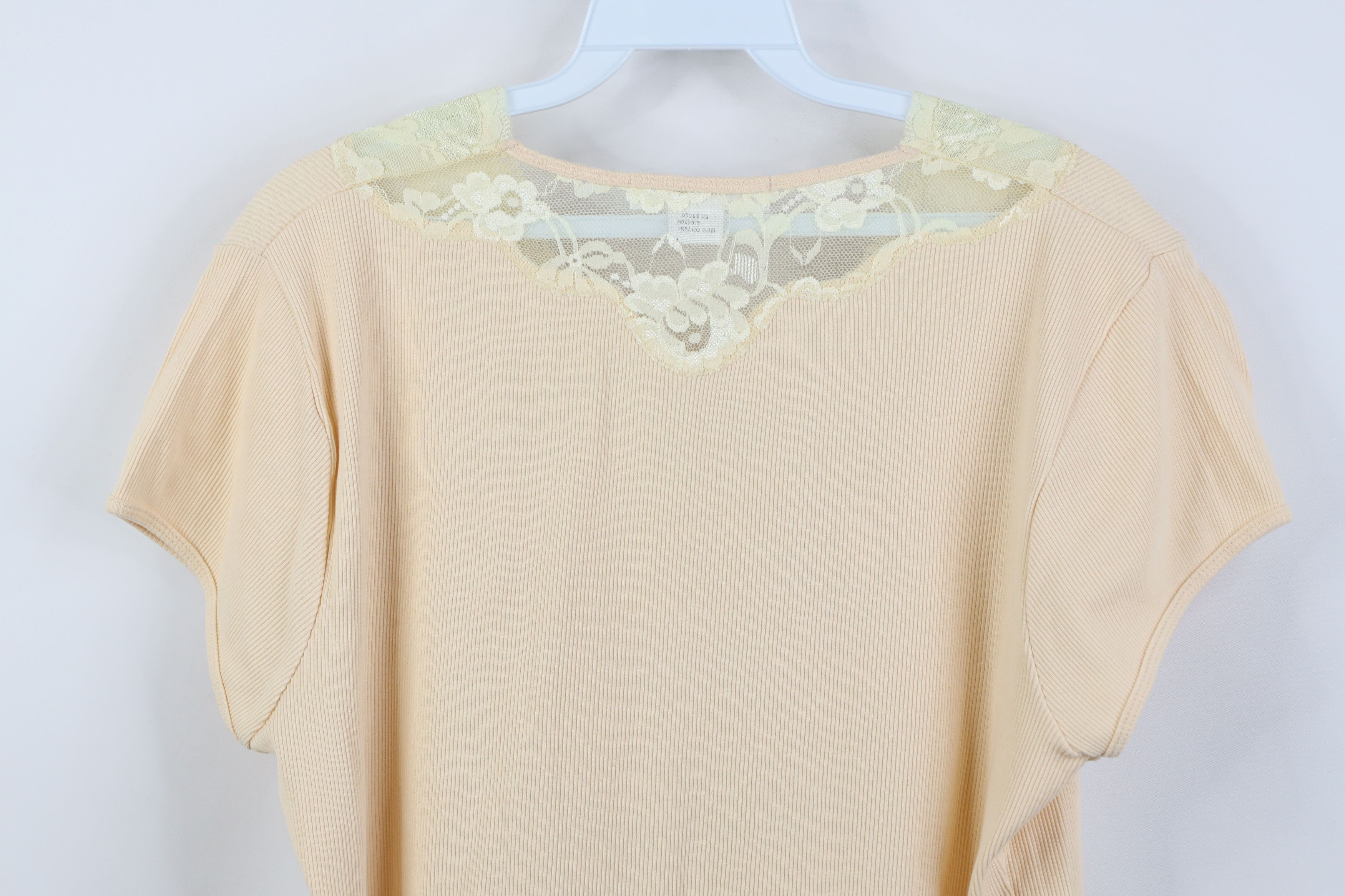 Vintage Vintage 90s Streetwear Flower Ribbed Knit T-Shirt Yellow Size XL / US 12-14 / IT 48-50 - 9 Thumbnail