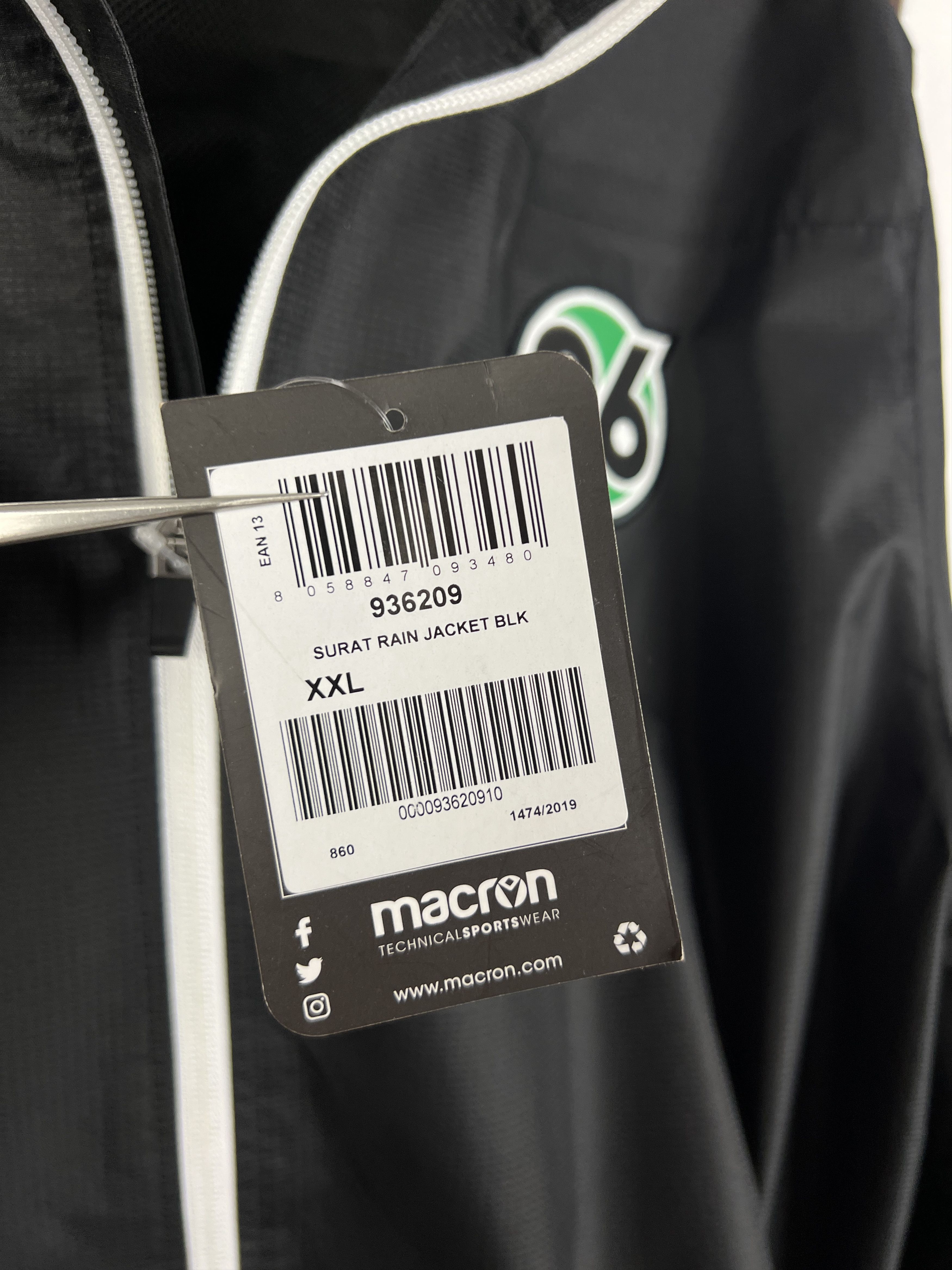 Macron Hannover 96 Football Rain Jacket Hooded Windbreaker TrackTop Size US XXL / EU 58 / 5 - 9 Thumbnail