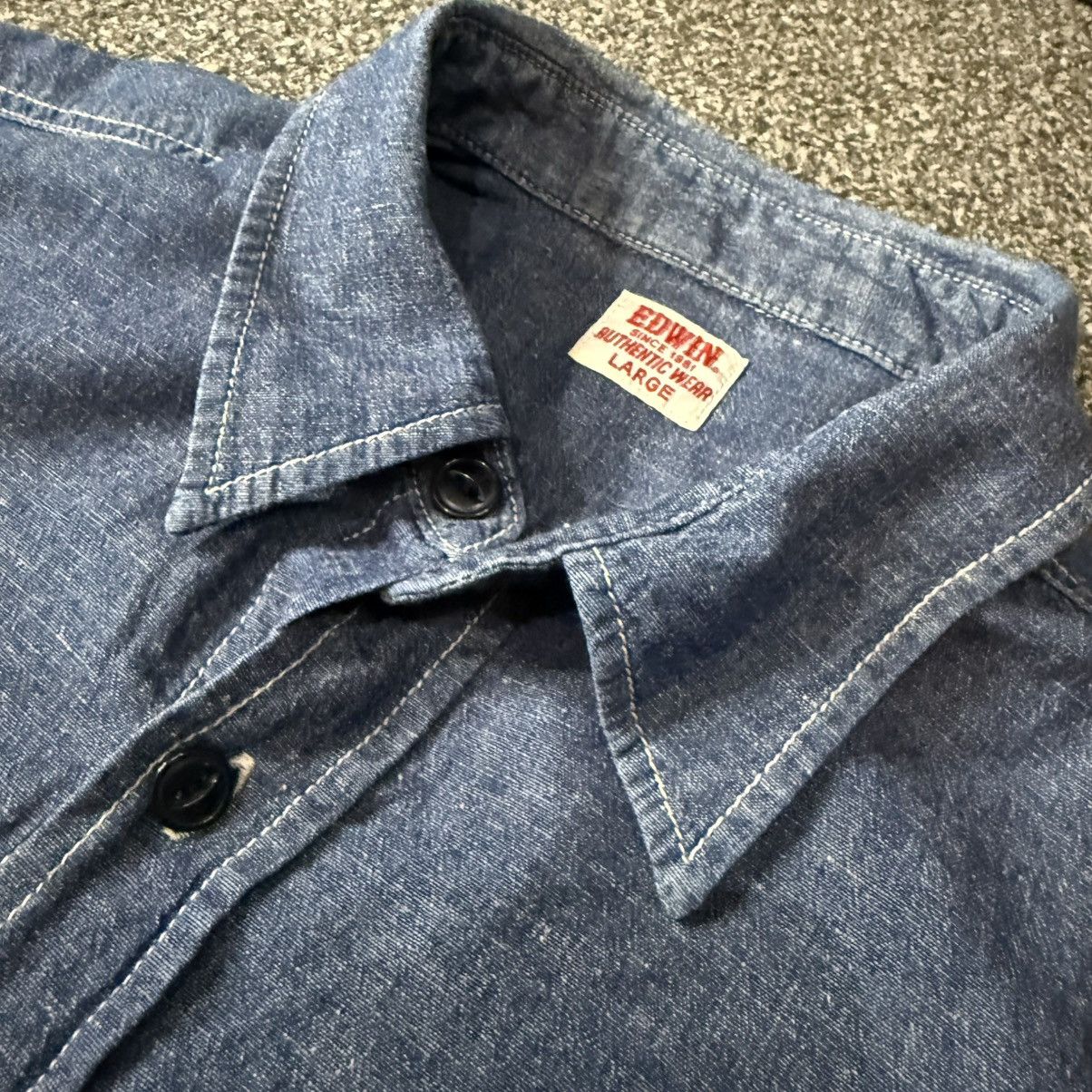 Edwin 🔥🇯🇵 Vintage 90s Japanese Denim Edwin G00185 Button Up Shirt Size US L / EU 52-54 / 3 - 7 Thumbnail