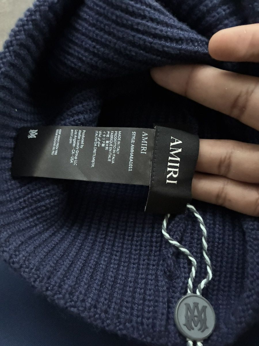 Amiri Amiri Logo Embroidered navy blue Beanie Size ONE SIZE - 3 Thumbnail