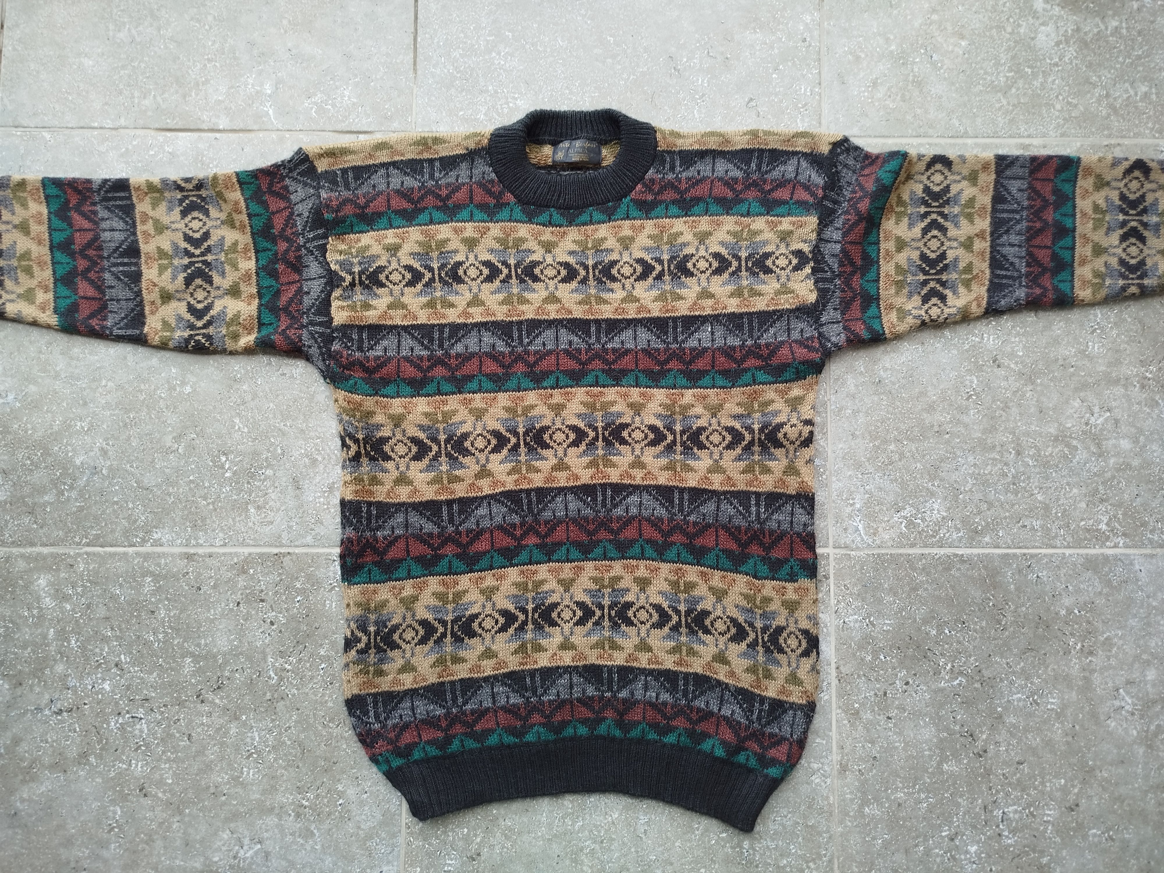 Vintage Peru Sweater Jumper Alpaca Knitted Crew Neck Ethnic Unisex Size US L / EU 52-54 / 3 - 3 Thumbnail