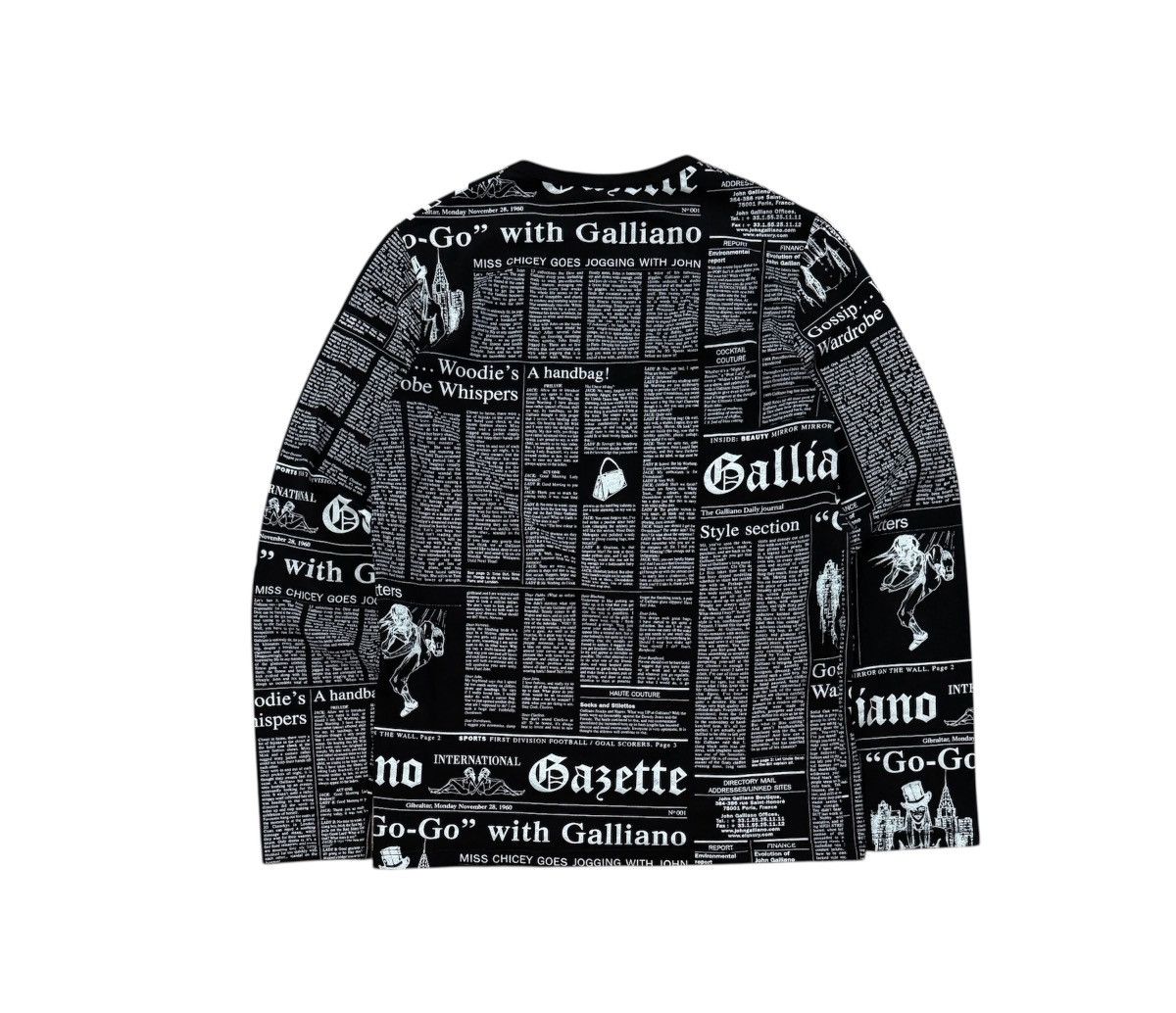 John Galliano Rare !! Vintage John Calliano newspaper print LS Shirt Size US S / EU 44-46 / 1 - 2 Thumbnail