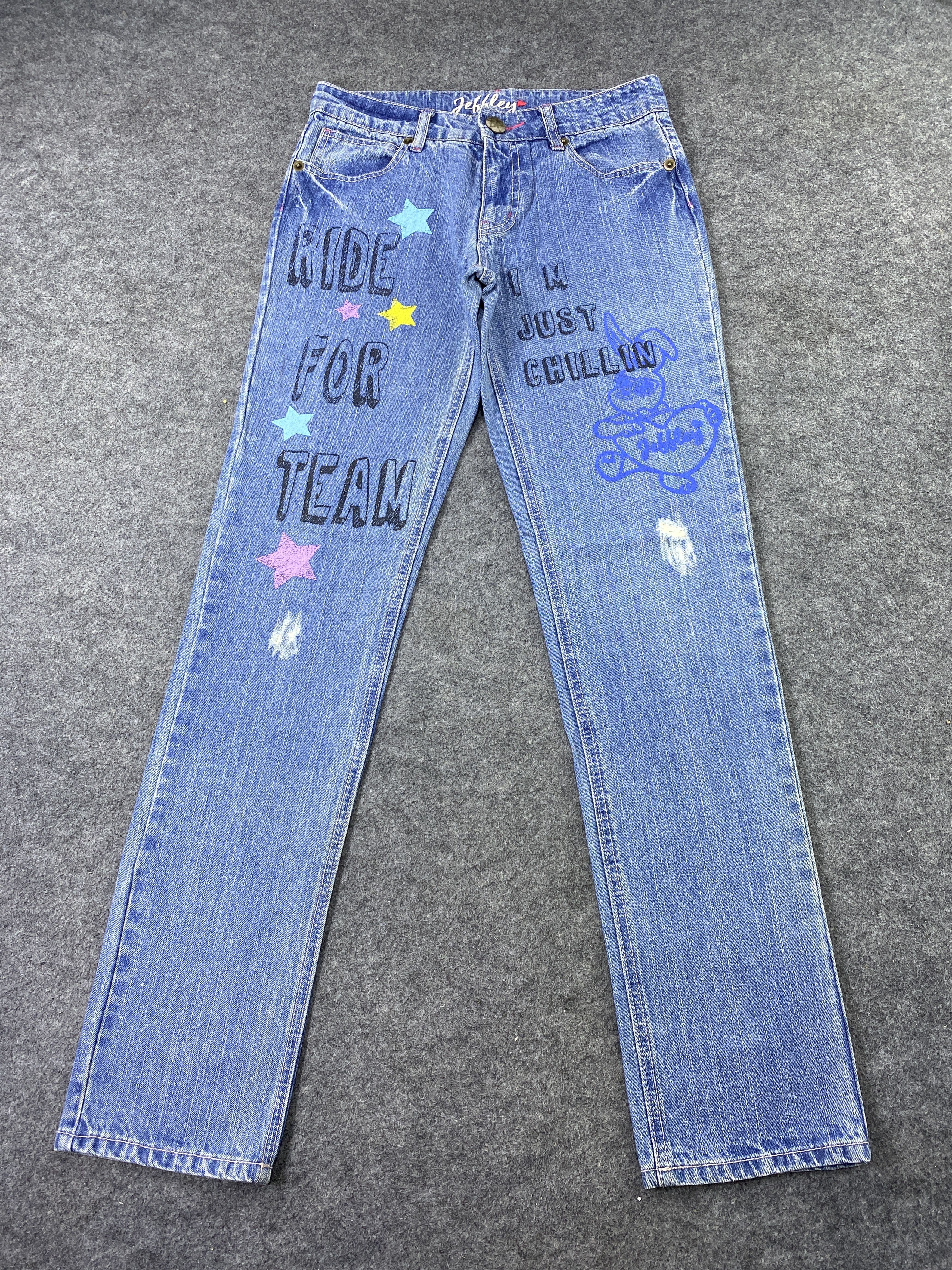 Japanese Brand Jeffley Distress Blue Jeans- J1108 Size 29" - 2 Thumbnail