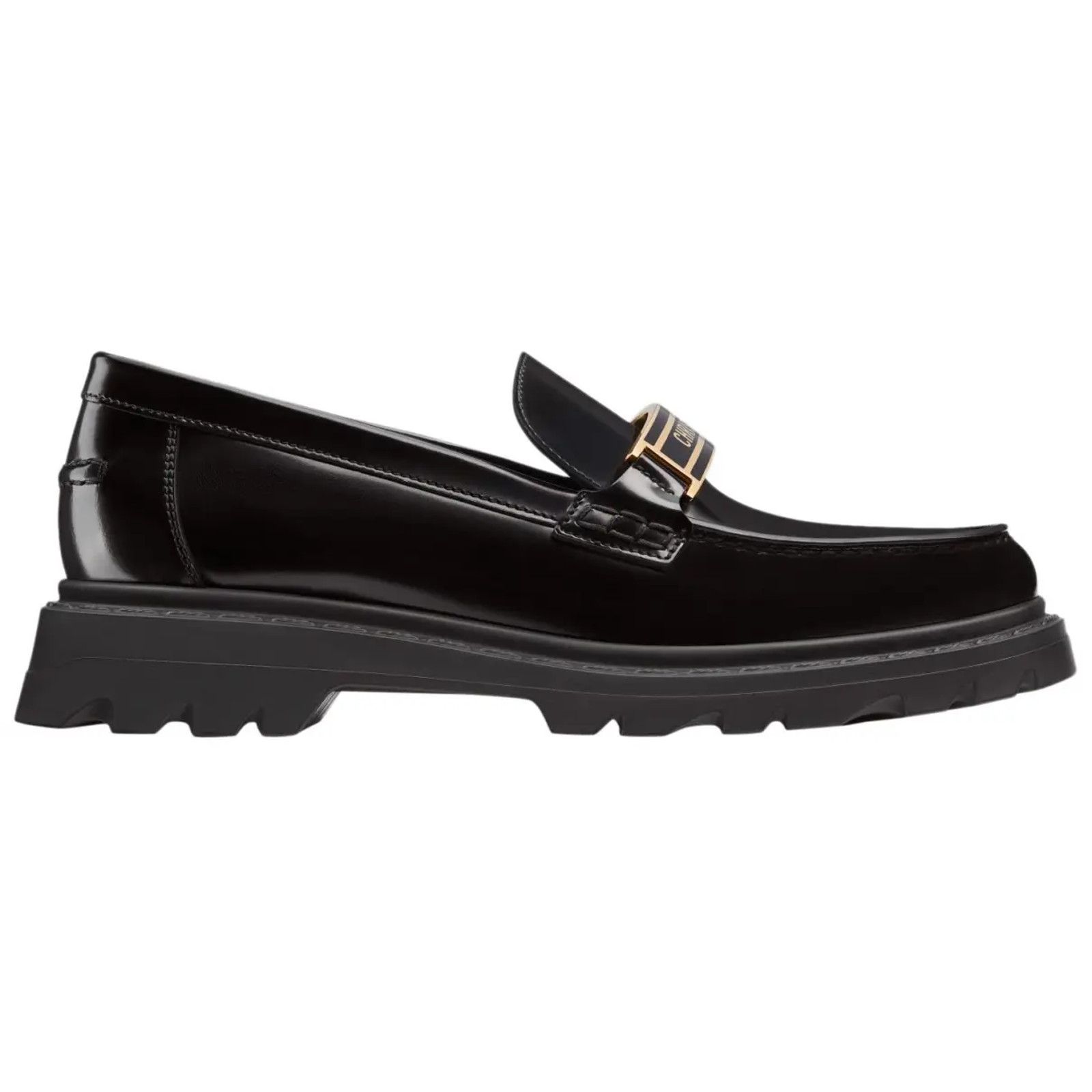 Dior Dior Code Black Brushed Calfskin Leather Gold Logo Loafer Size US 7.5 / IT 37.5 - 1 Thumbnail
