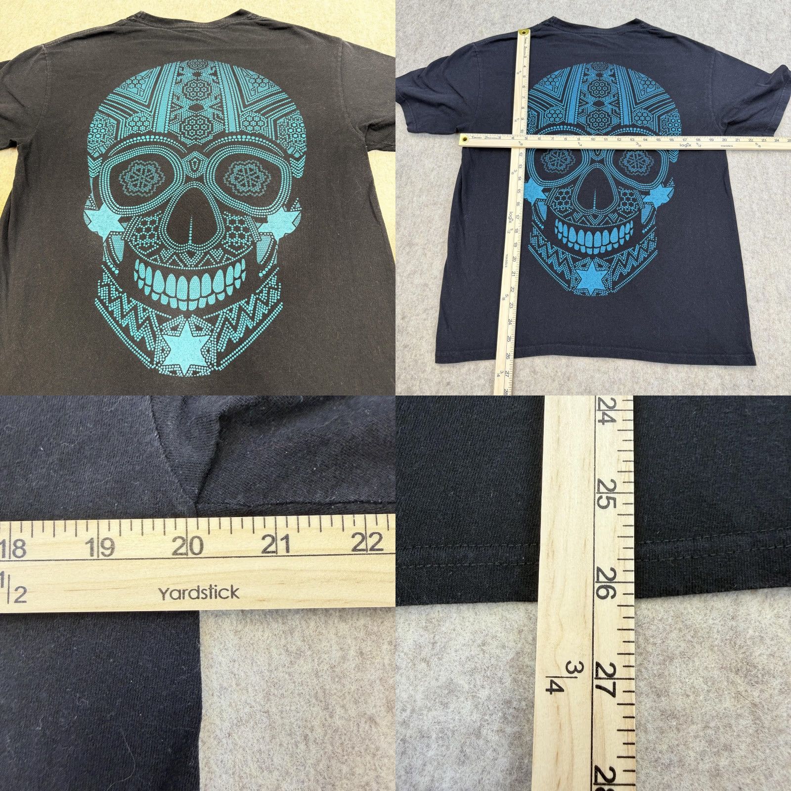 Sugar VINTAGE Sugar Skull Graphic Shirt Mens L Black Double Sided Day Of Dead Halloween Size US L / EU 52-54 / 3 - 8 Thumbnail