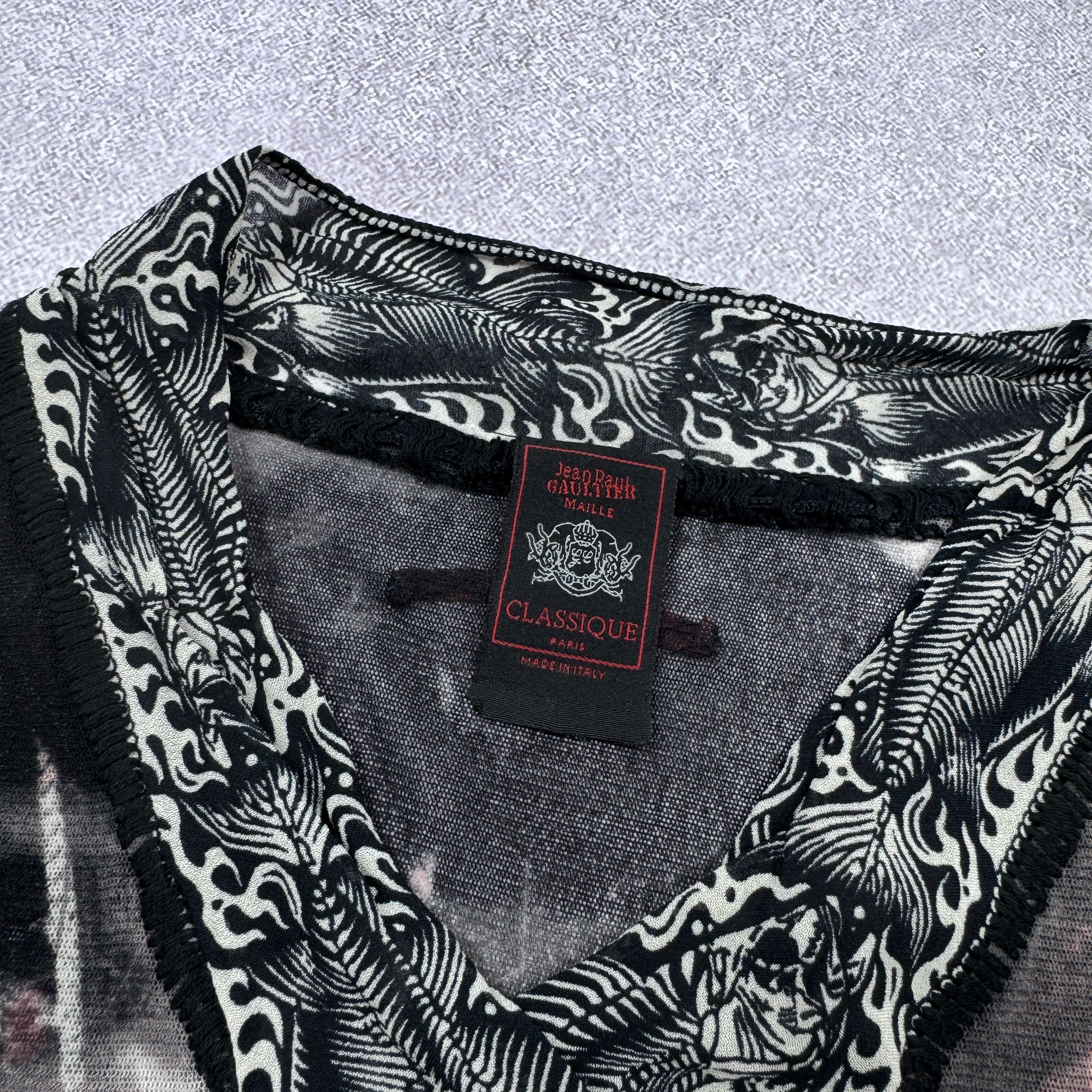 Jean Paul Gaultier × Vintage 90s JPG JEAN PAUL GAULTIER MAILLE MESH TOP WOMEN FACE SIZE L Size L / US 10 / IT 46 - 6 Thumbnail
