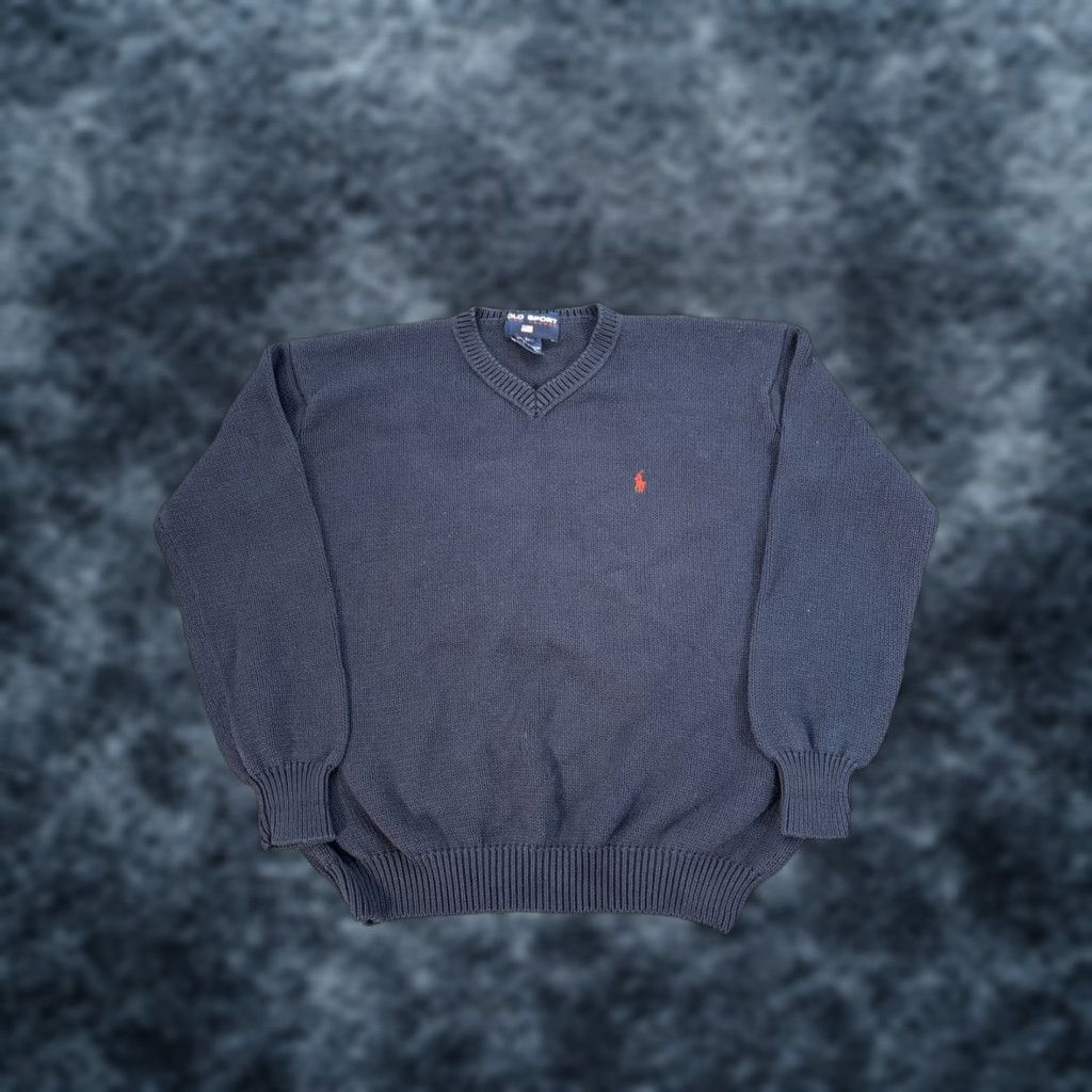 Polo Ralph Lauren VINTAGE Polo Ralph Lauren Sweater Shirt Mens M V-Neck Cotton Cable Knit Chunky 90s Blue Mens Size US M / EU 48-50 / 2 - 1 Thumbnail