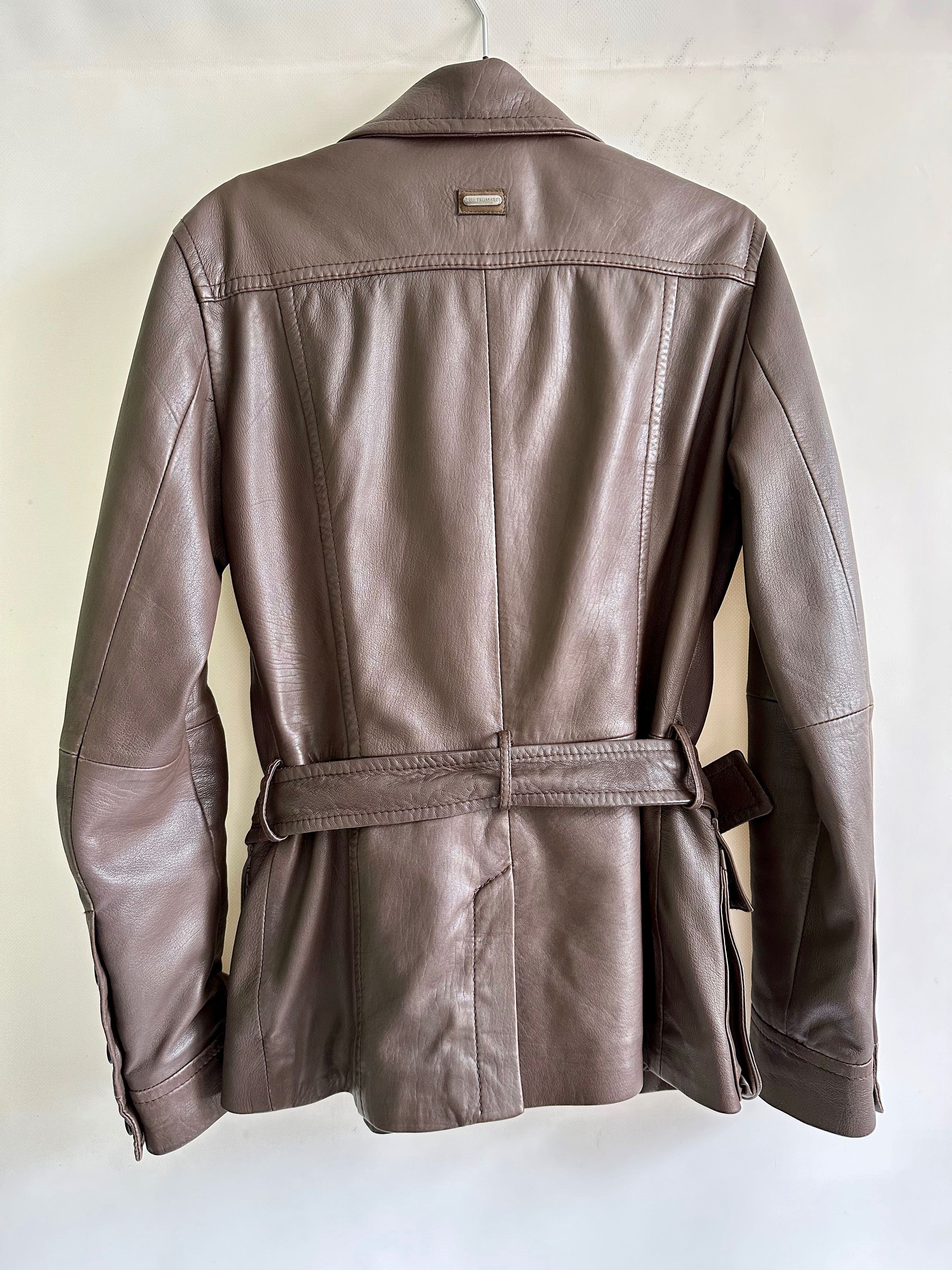 Trussardi Trussardi leather brown belted coat lambskin nappa Size M / US 6-8 / IT 42-44 - 8 Thumbnail