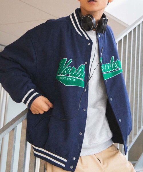 Japanese Brand Japanese Brand WEGO Melton Patch Stadium Wool Varsity Jacket Size US M / EU 48-50 / 2 - 2 Thumbnail