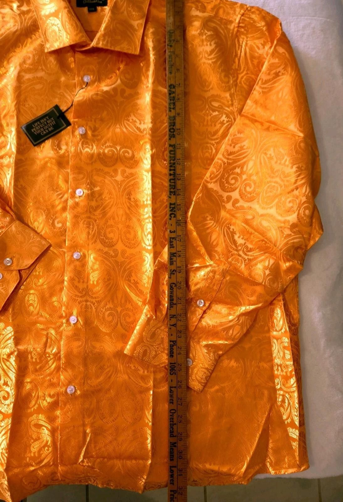 Other DiBanGU 3XL Silk Blend Button Up Shirt LS Orange Paisley NEW Size 52R - 4 Thumbnail