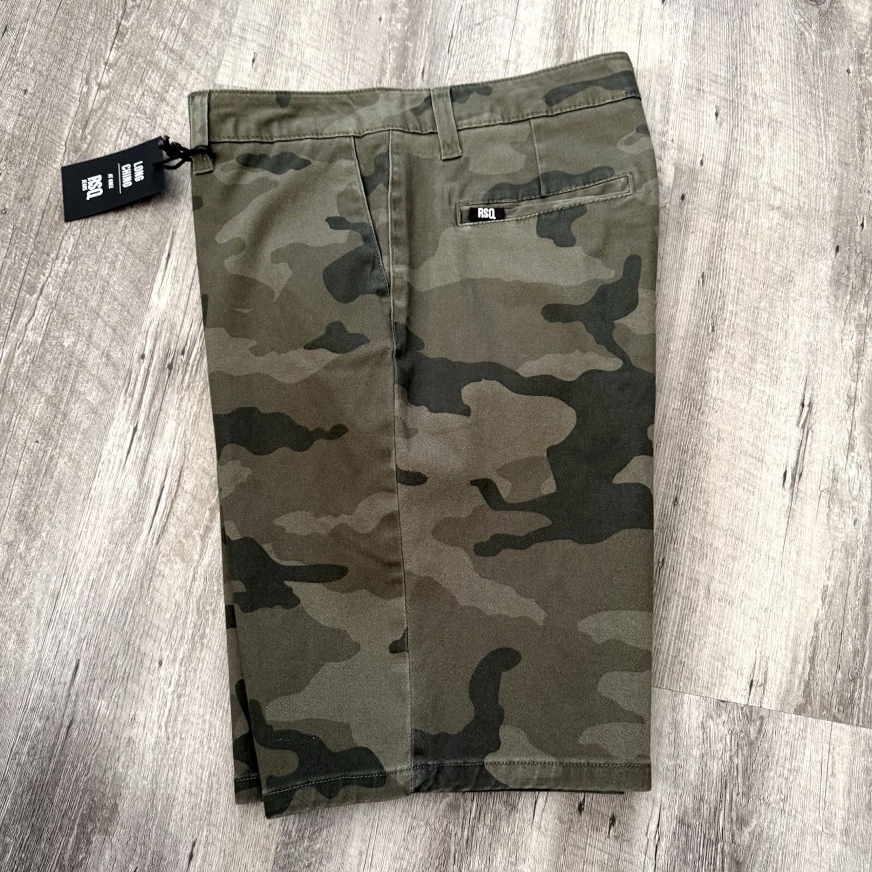 Rsq RSQ Jeans Shorts Mens 29 CAMO Chino Shorts 10in Inseam Stretch Cotton Elastane Dark Wash Pockets Casual Workwear Size US 29 - 7 Thumbnail
