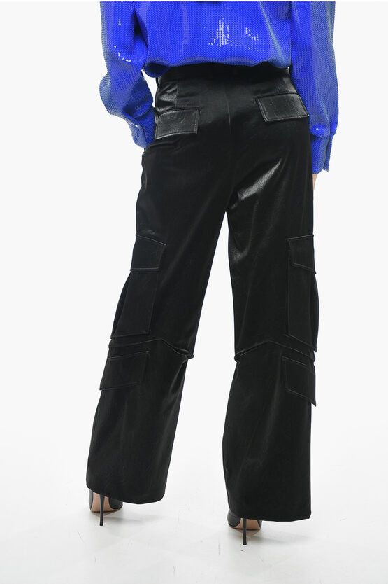 MSGM og1mm0724 Satin Cargo Belt Pants in Black Size 30" / US 8 / IT 44 - 2 Thumbnail