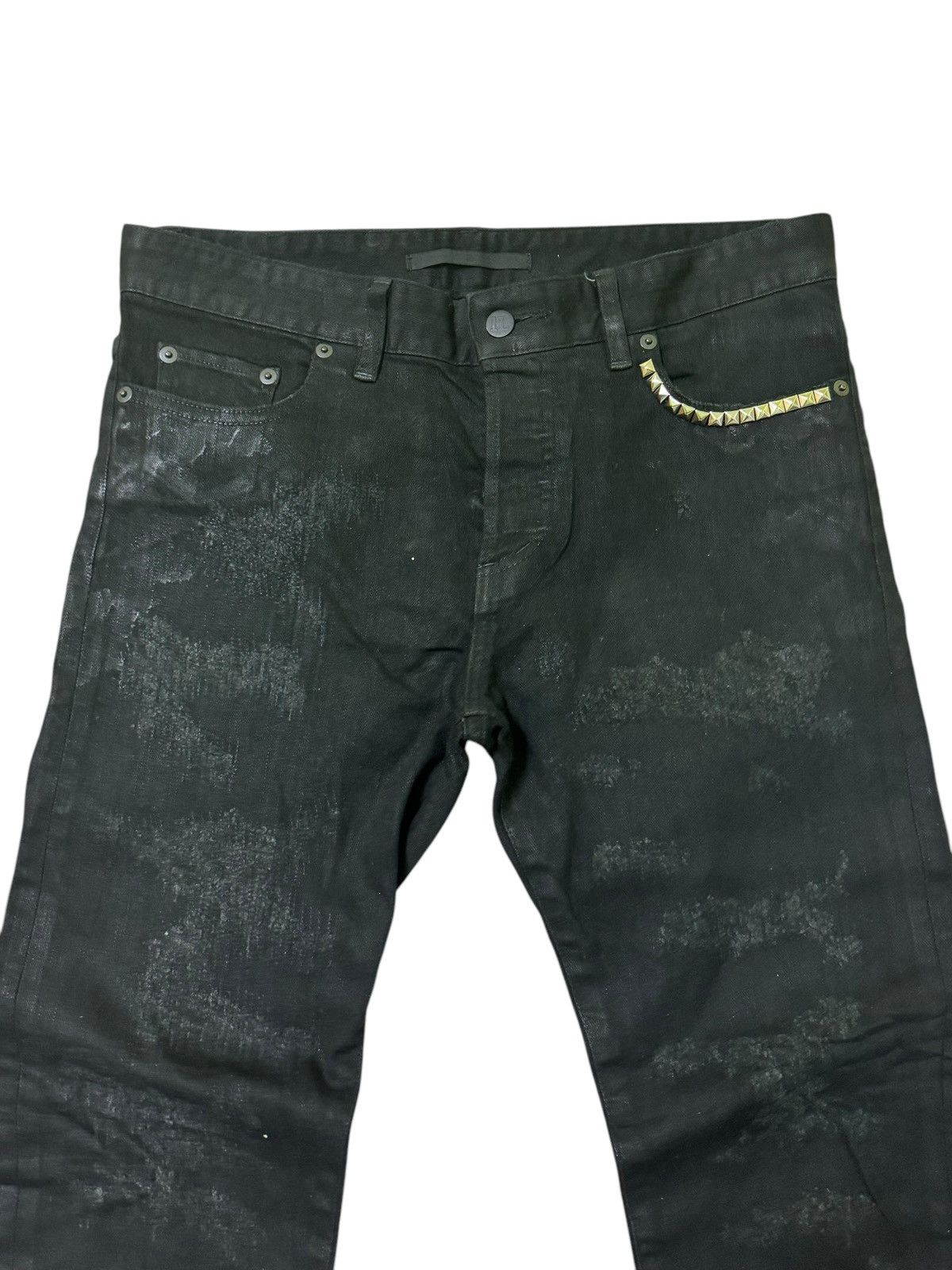 Vintage RARE ARCHIVE HL WAXED DAMAGE COATING SKIN SLIM DENIM Size US 31 - 3 Thumbnail