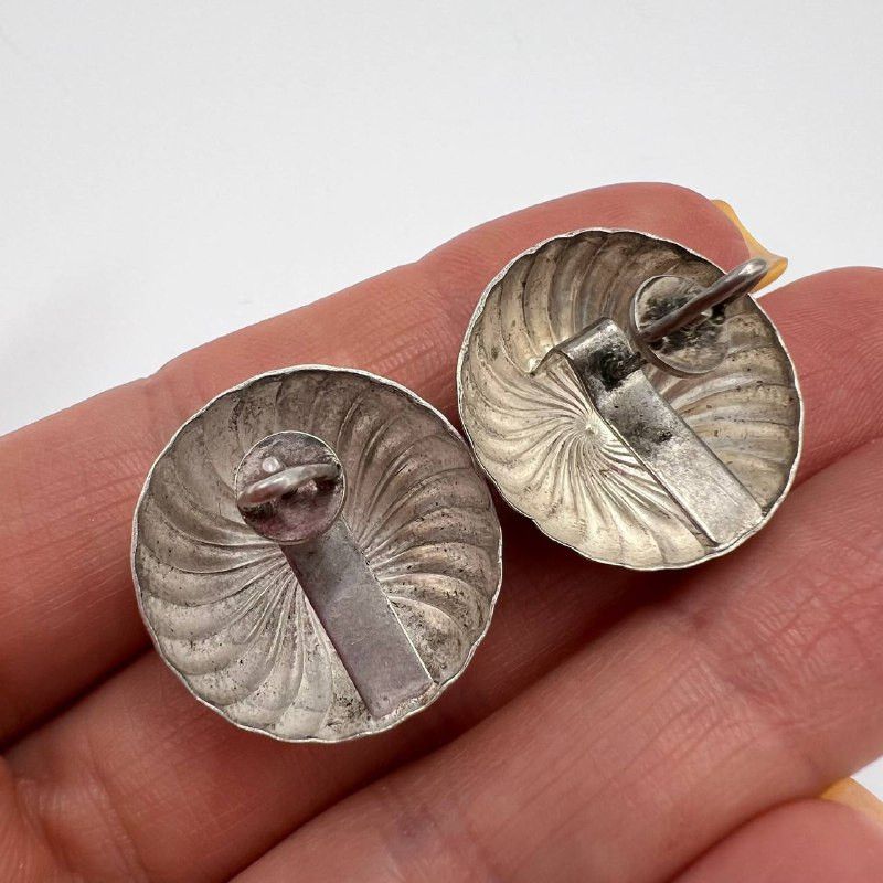 Vintage Vintage USSR Sterling Silver 916 Stud Earrings Spiral Dome Size ONE SIZE - 3 Thumbnail