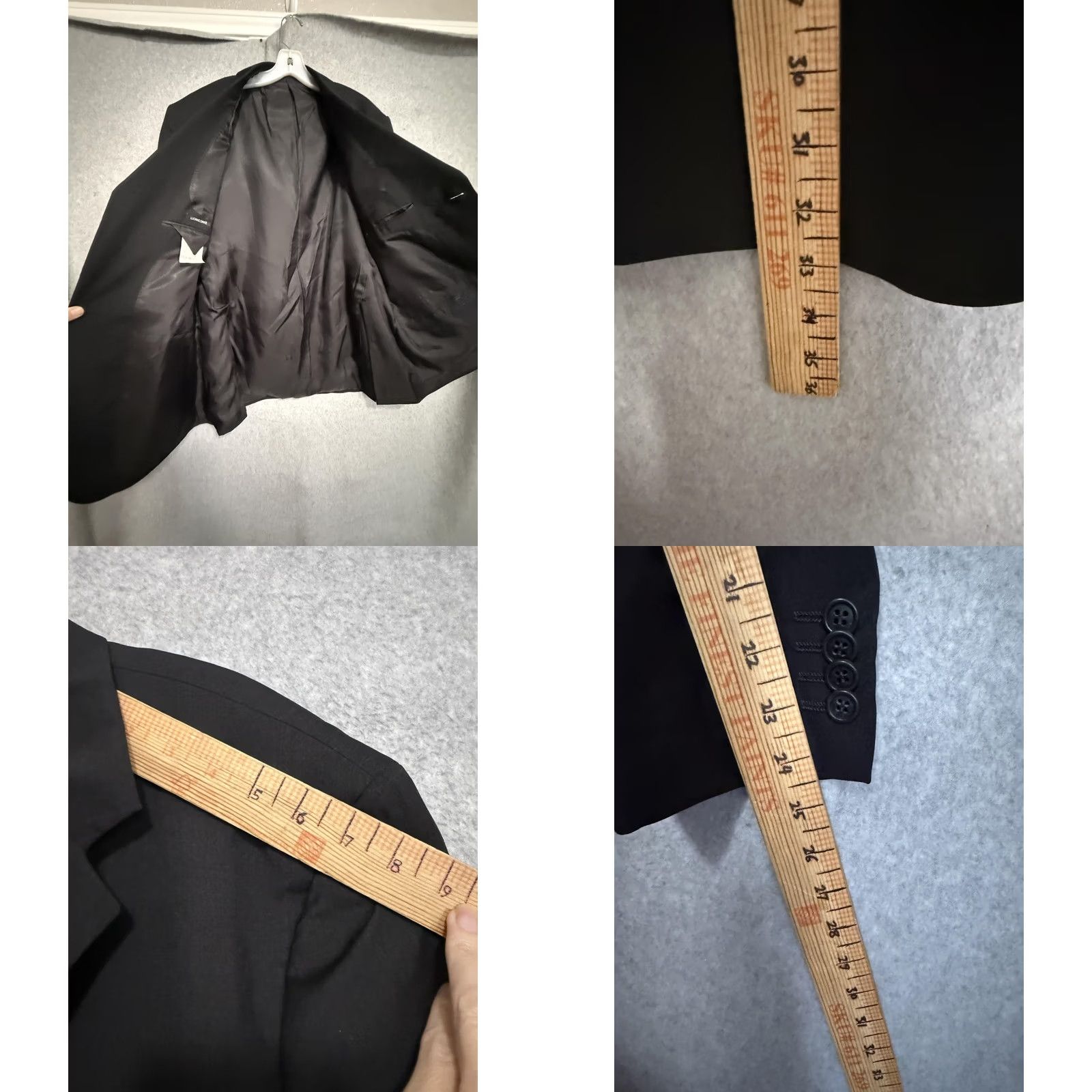 Vintage Luciano Dante Suit Mens 48S 36x30 Black Super 100 Wool 2 Piece Jacket Pants Size 48R - 8 Thumbnail